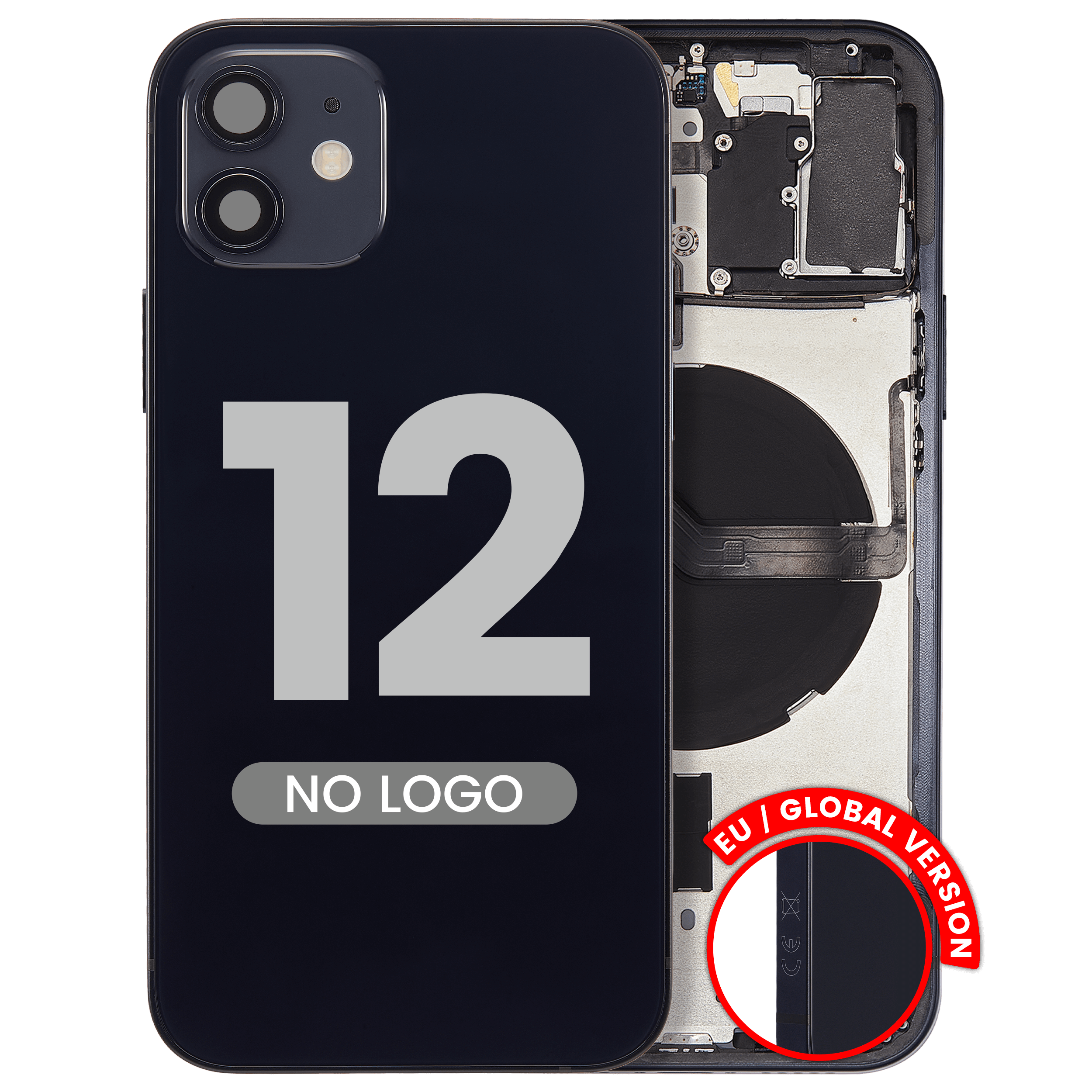 Back Housing W/ Small Parts For iPhone 12 (EU / Global Version) (Aftermarket Plus) (Black)