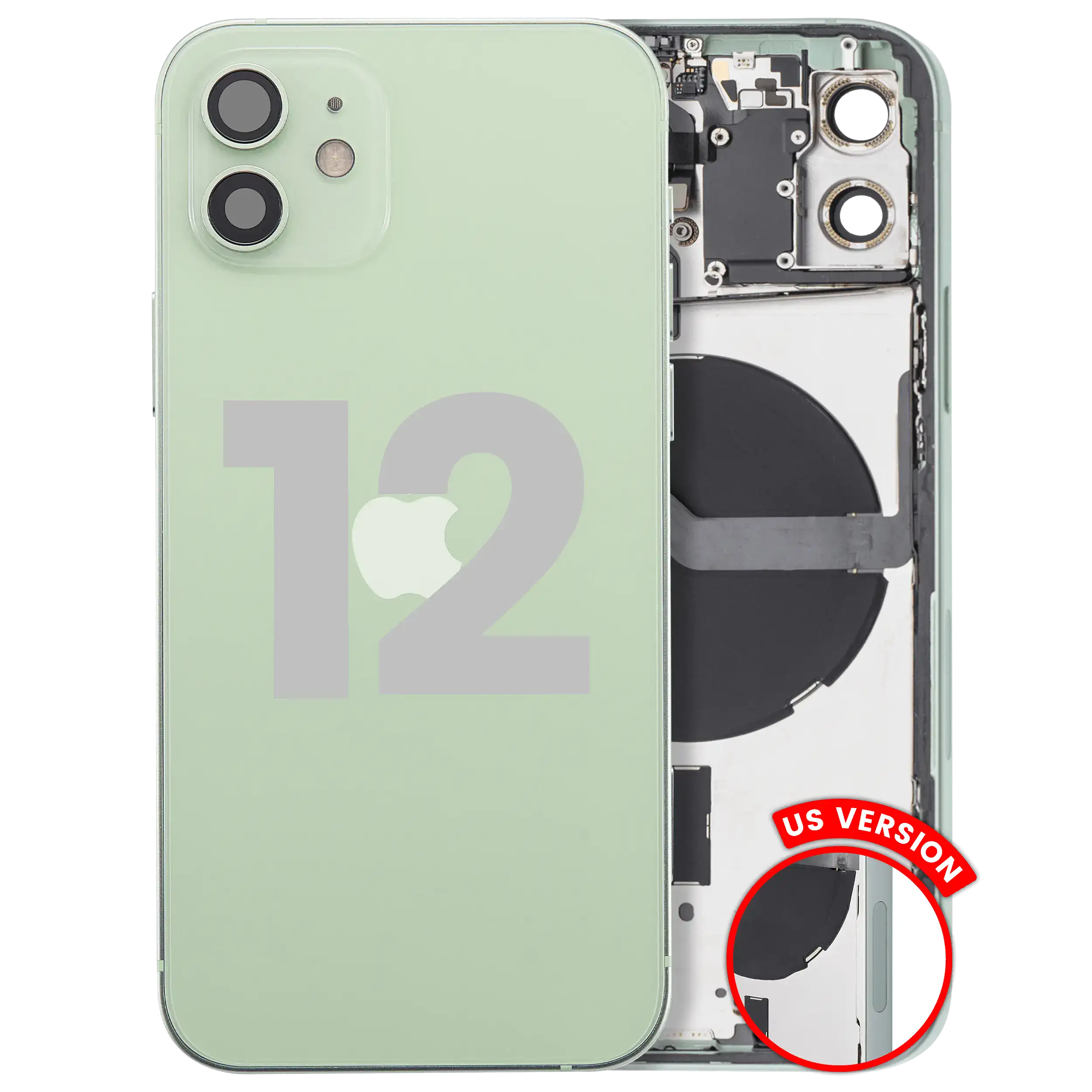 Back Housing W/ Small Parts For iPhone 12 (US Version) (Used OEM Pull: Grade A) (Green)