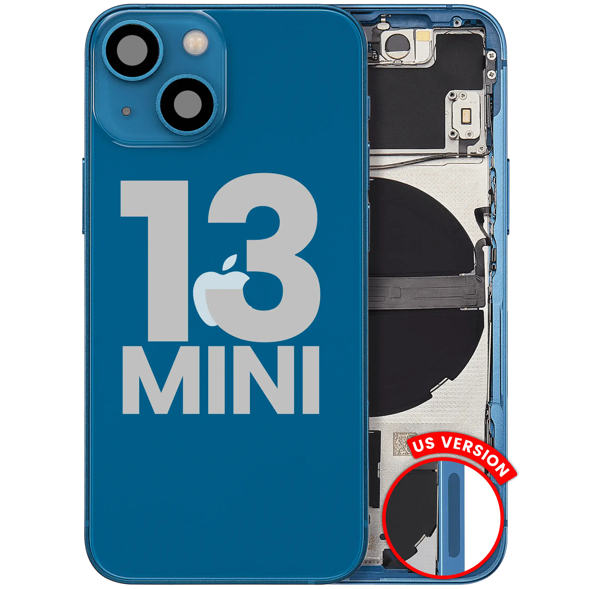 Back Housing W/ Small Parts For iPhone 13 Mini (US Version) (Used OEM Pull: Grade A) (Blue)
