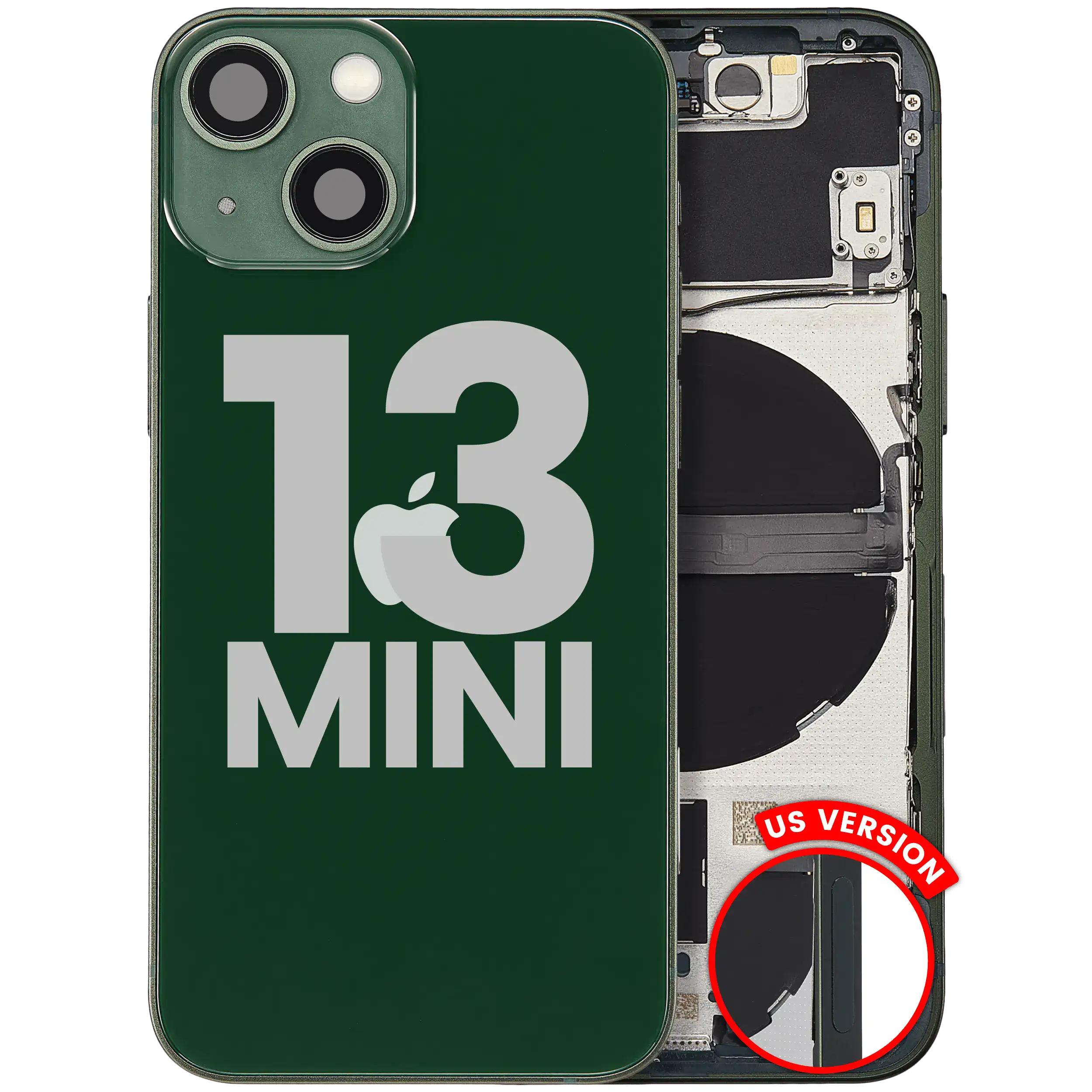 Back Housing W/ Small Parts For iPhone 13 Mini (US Version) (Used OEM Pull: Grade A) (Green)