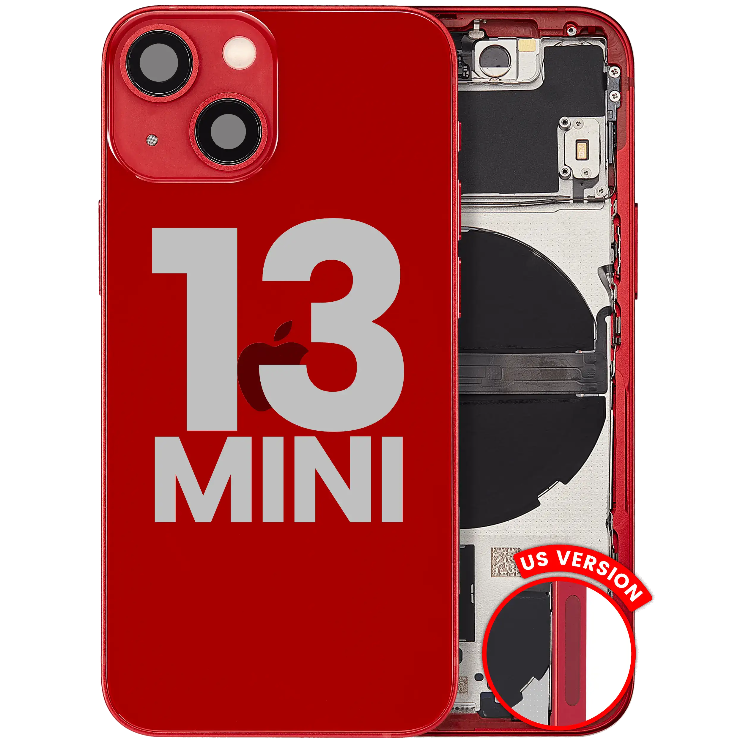 Back Housing W/ Small Parts For iPhone 13 Mini (US Version) (Used OEM Pull: Grade B) (Red)