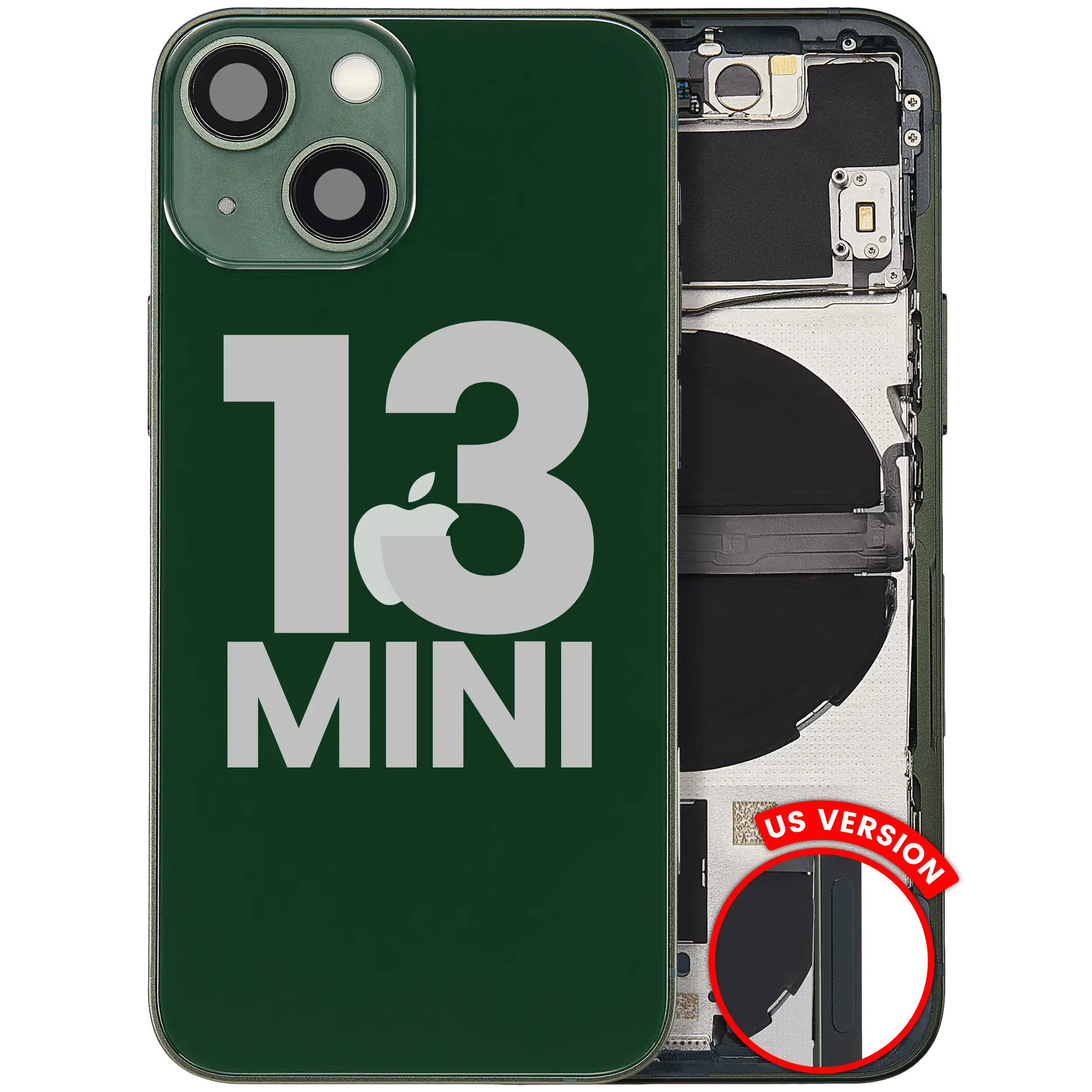 Back Housing W/ Small Parts For iPhone 13 Mini (US Version) (Used OEM Pull: Grade B) (Green)