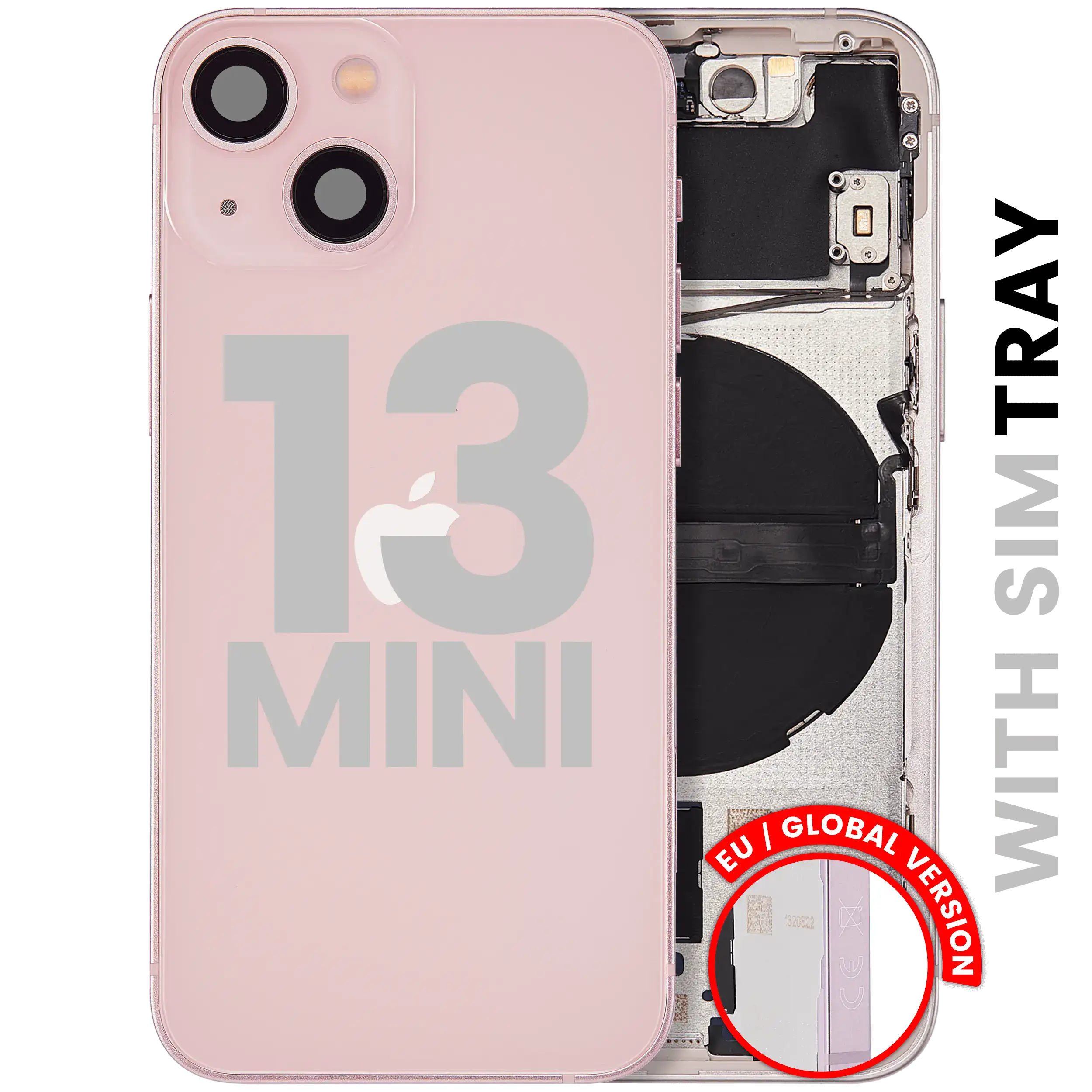 Back Housing W/ Small Parts For iPhone 13 Mini (EU / Global Version) (Used OEM Pull: Grade A) (Pink)