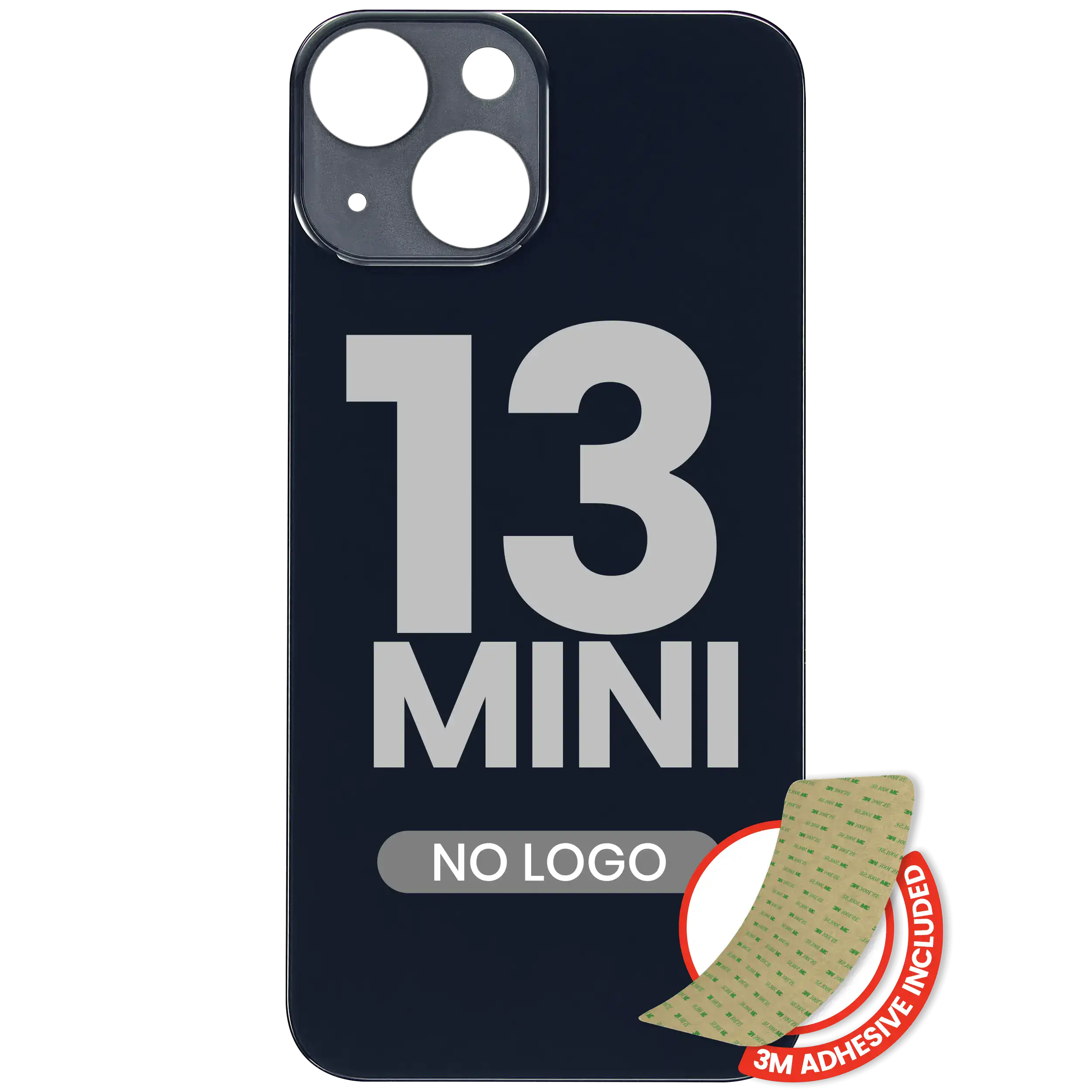Back Glass With 3M Adhesive For iPhone 13 Mini (No Logo / Large Camera Hole) (Midnight)