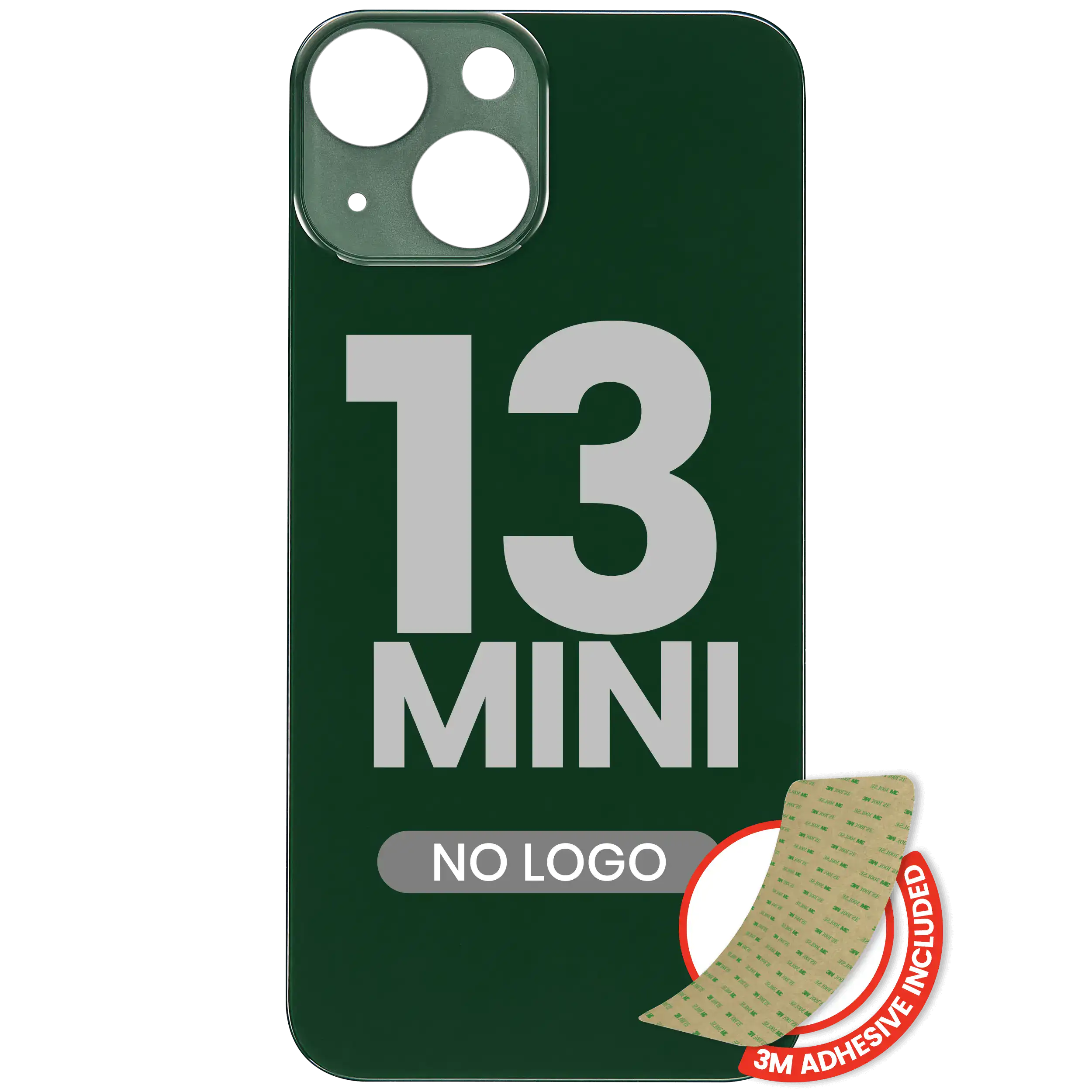 Back Glass With 3M Adhesive For iPhone 13 Mini (No Logo / Large Camera Hole) (Green)