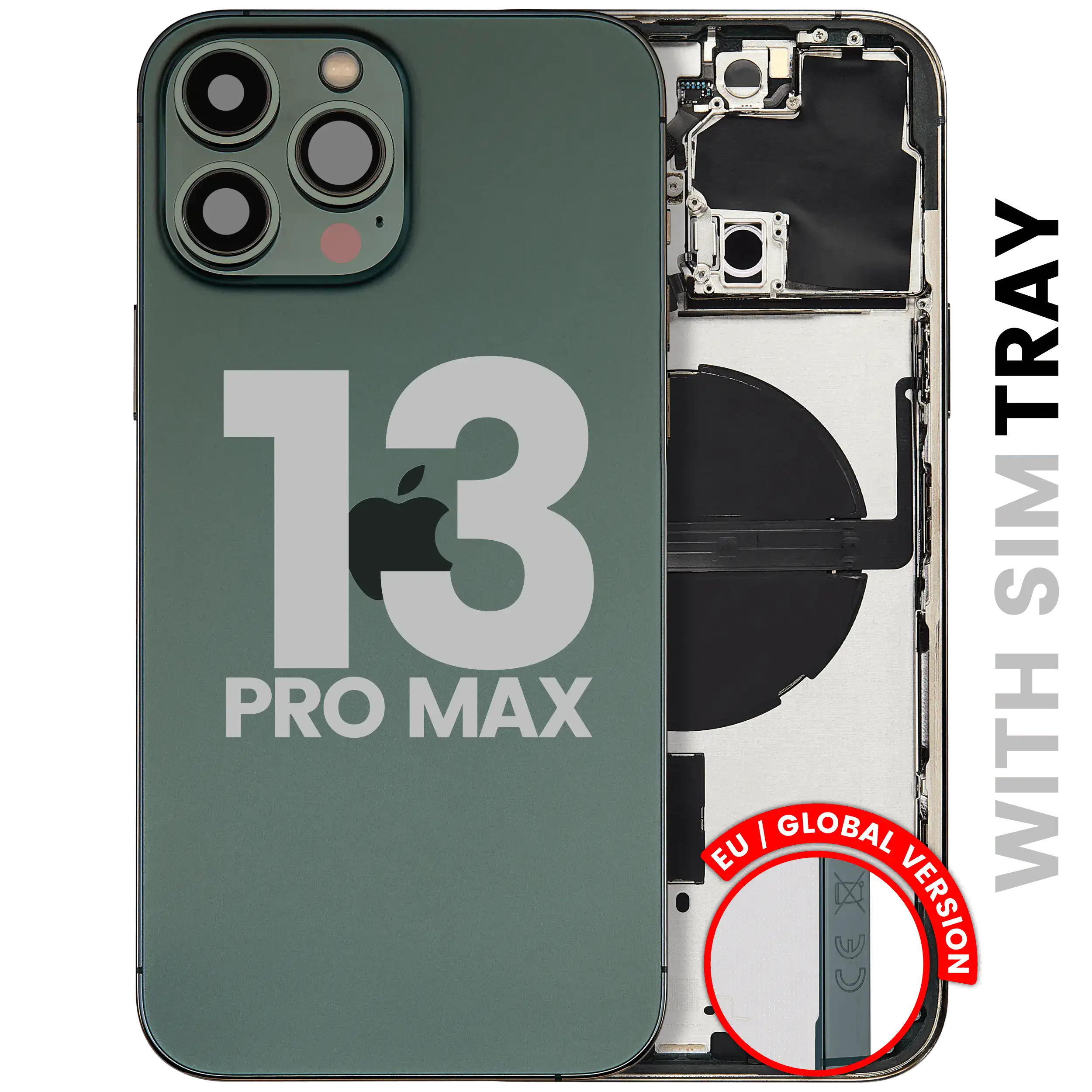 Back Housing W/ Small Parts For iPhone 13 Pro Max (EU / Global Version) (Used OEM Pull: Grade B) (Alpine Green)