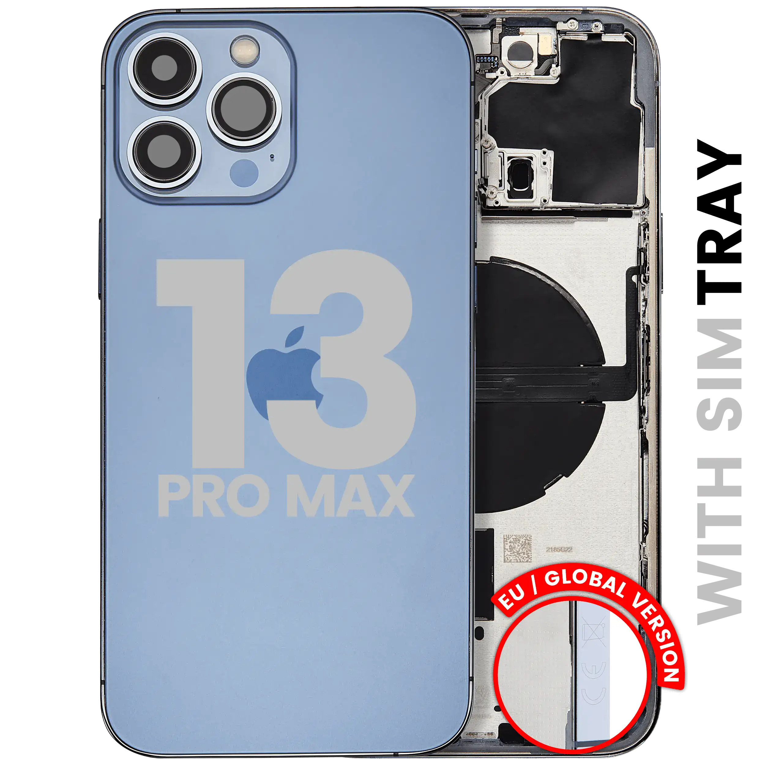 Back Housing W/ Small Parts For iPhone 13 Pro Max (EU / Global Version) (Used OEM Pull: Grade B) (Sierra Blue)