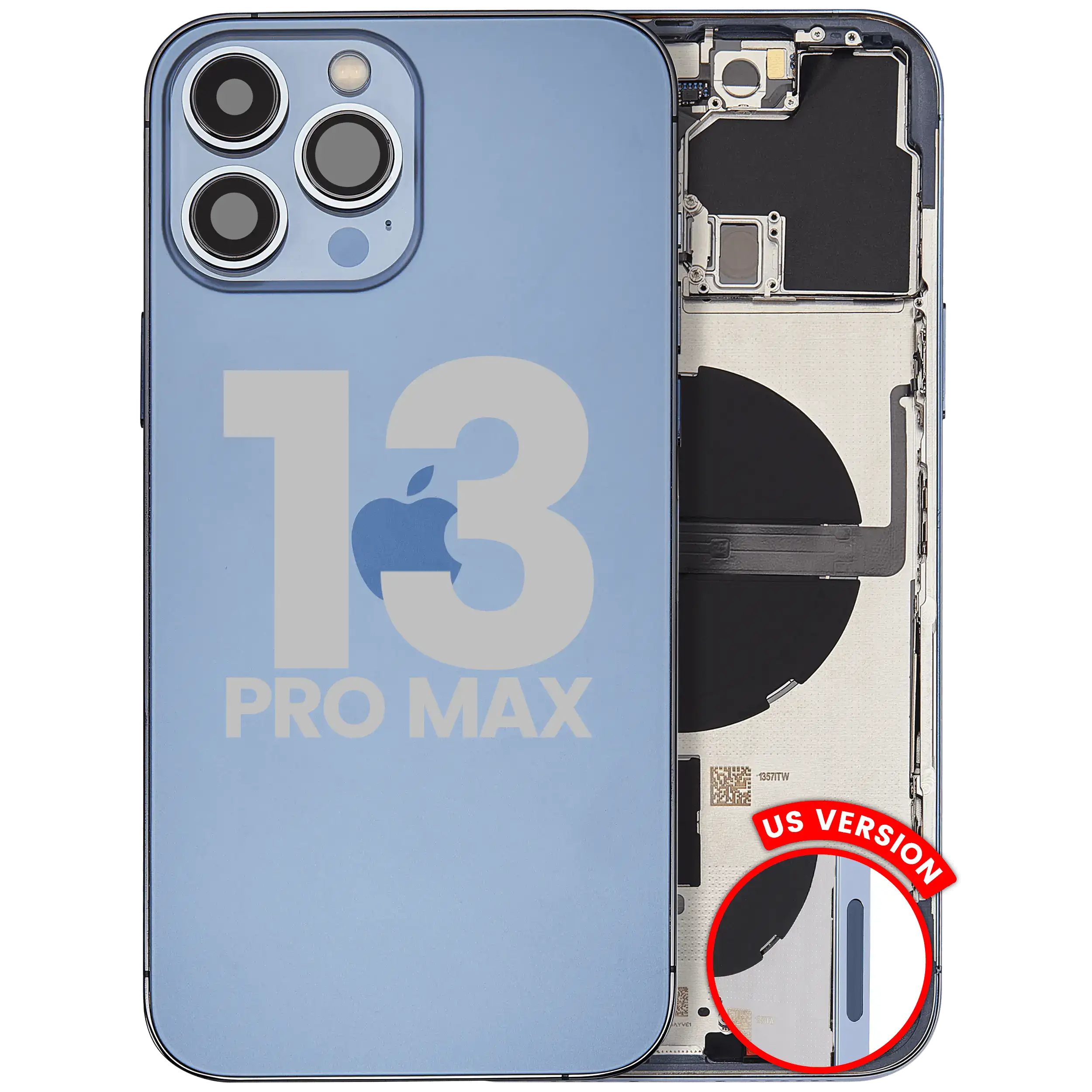 Back Housing W/ Small Parts For iPhone 13 Pro Max (US Version) (Used OEM Pull: Grade A) (Sierra Blue)
