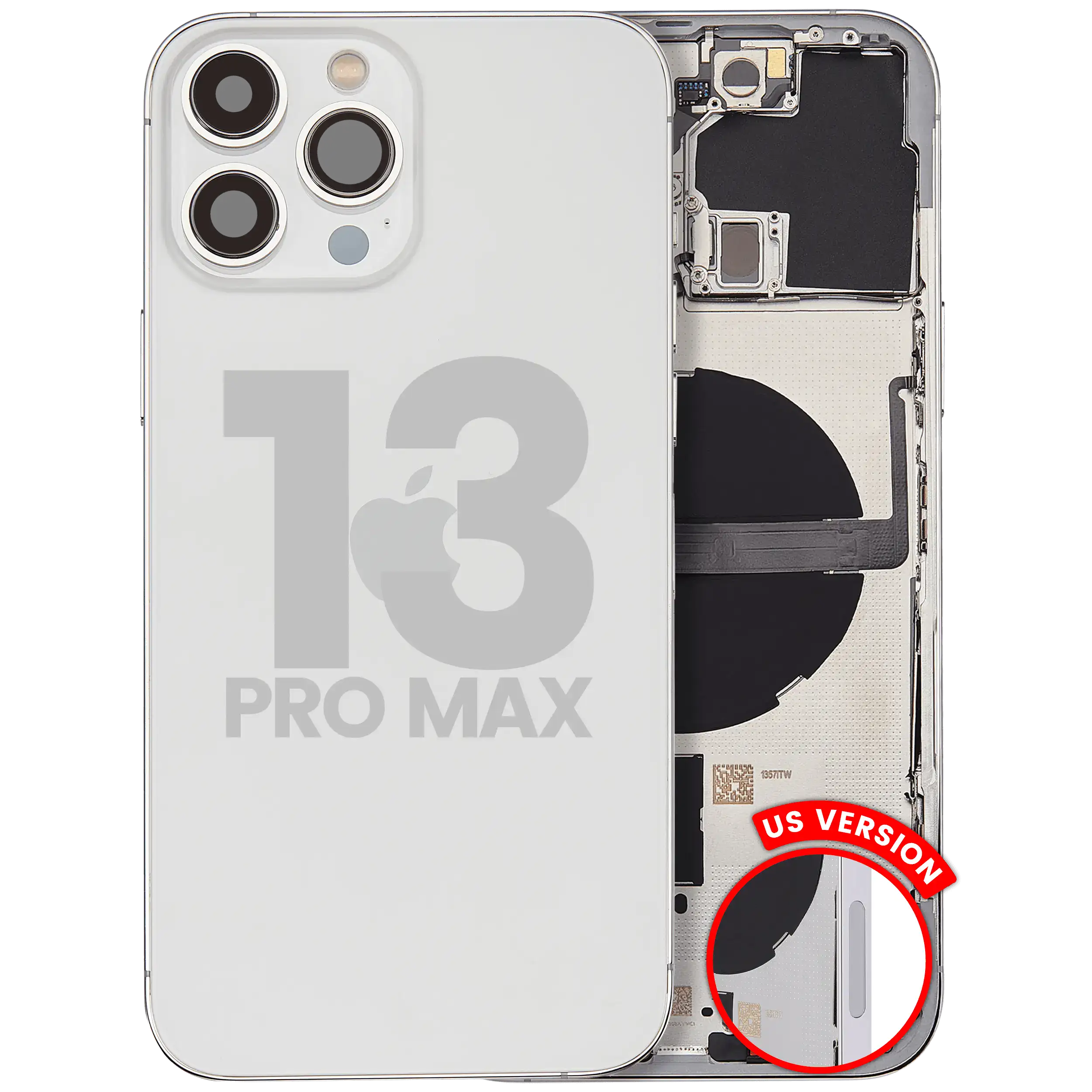 Back Housing W/ Small Parts For iPhone 13 Pro Max (US Version) (Used OEM Pull: Grade B) (Silver)