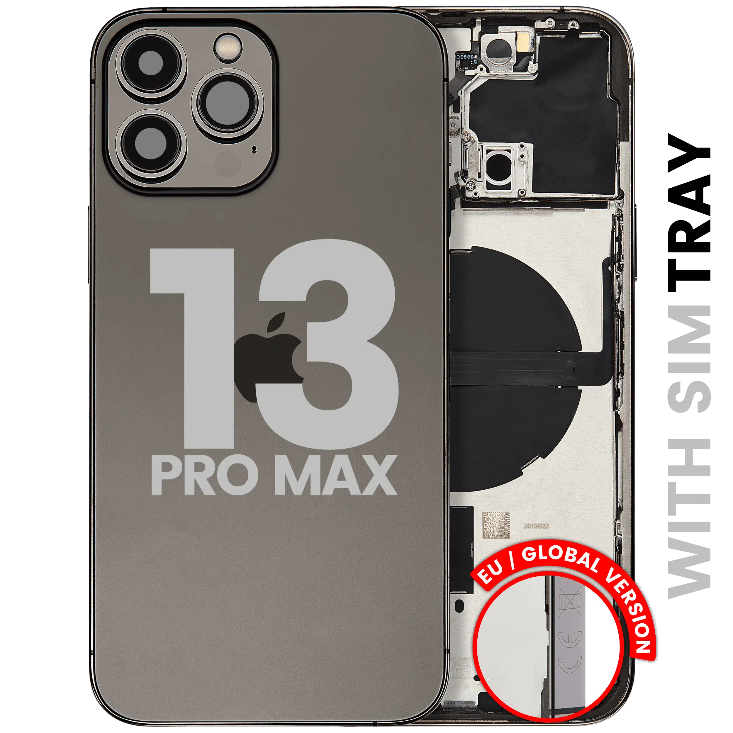 Back Housing W/ Small Parts For iPhone 13 Pro Max (EU / Global Version) (Used OEM Pull: Grade A) (Graphite)