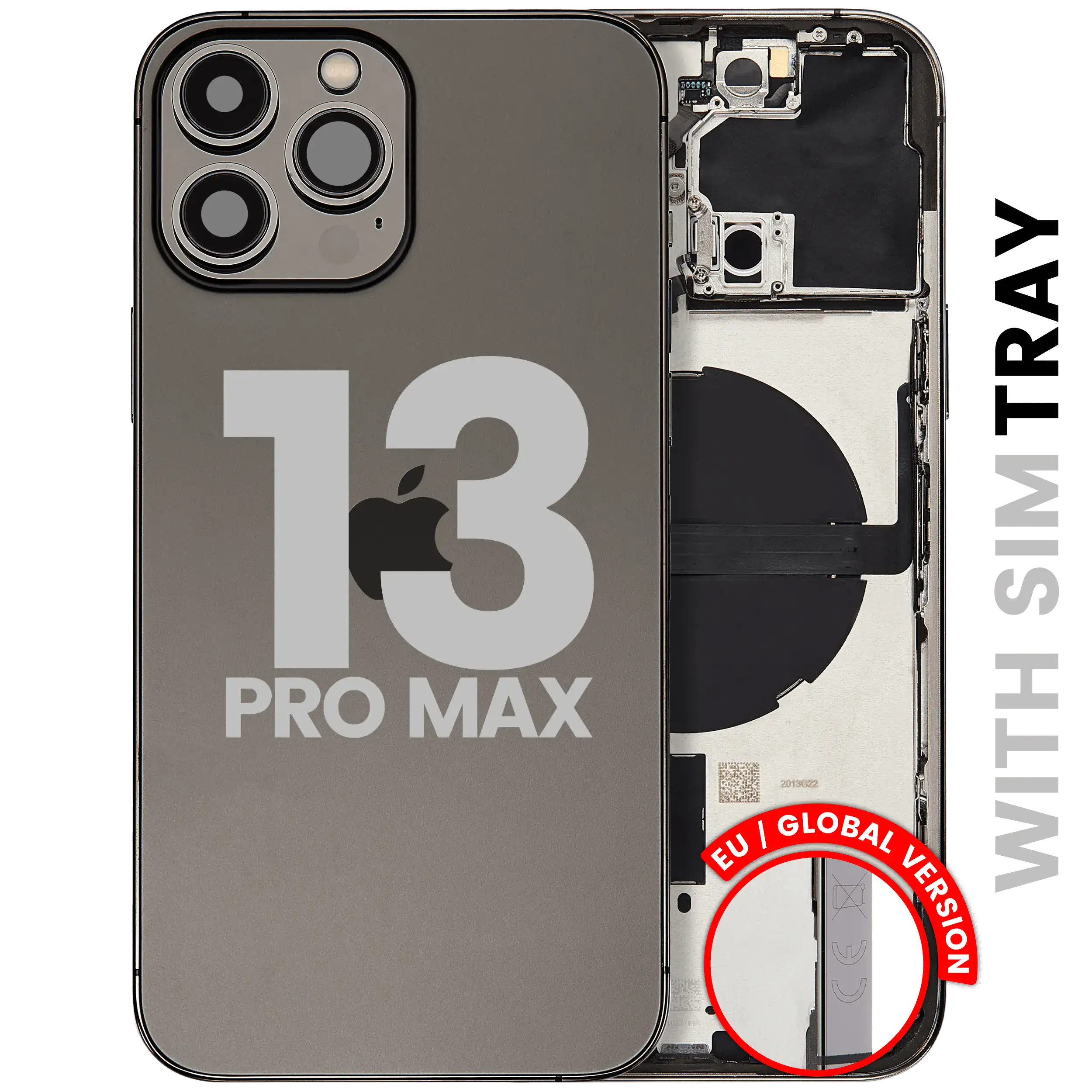 Back Housing W/ Small Parts For iPhone 13 Pro Max (EU / Global Version) (Used OEM Pull: Grade B) (Graphite)