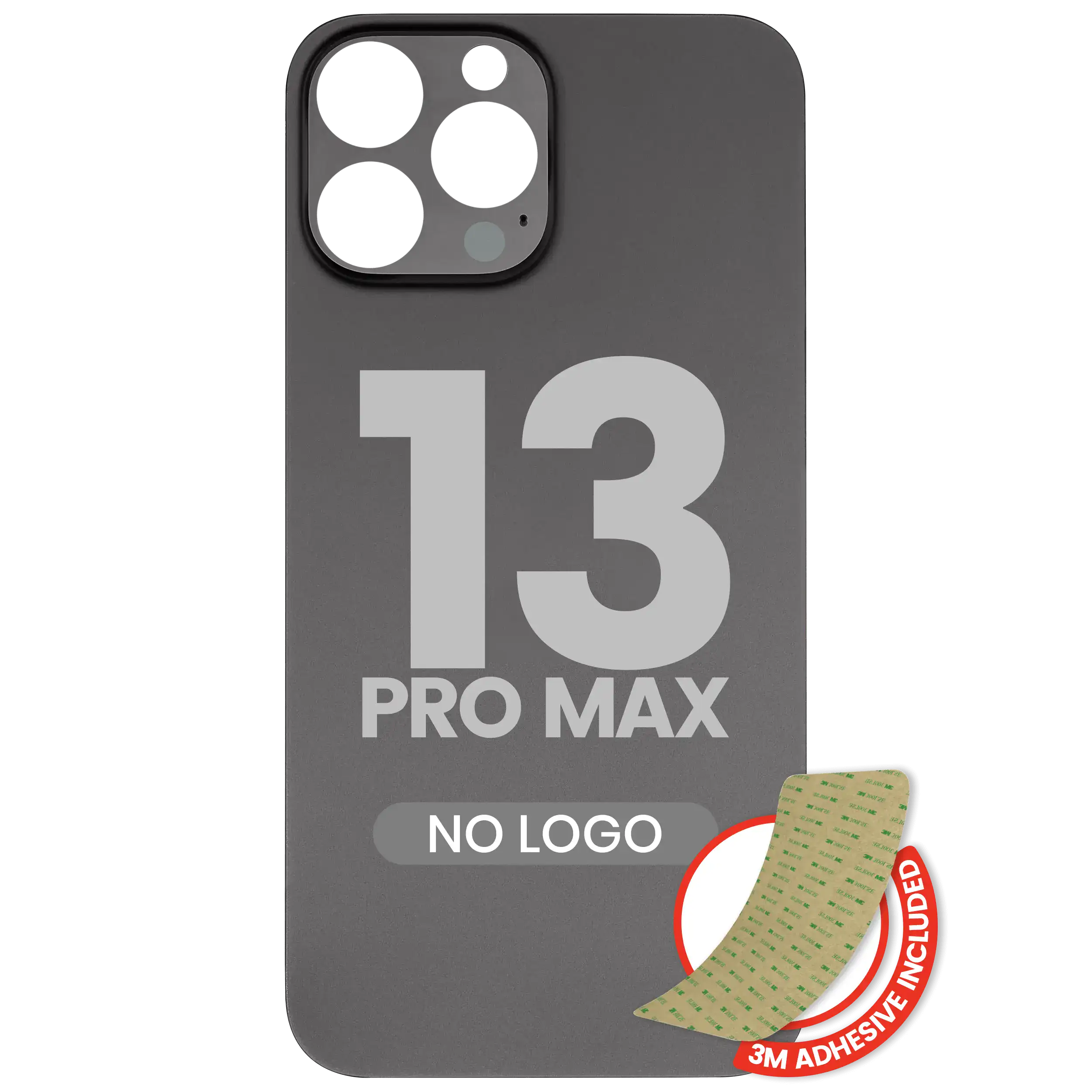 Back Glass With 3M Adhesive For iPhone 13 Pro Max (No Logo / Large Camera Hole) (Graphite)
