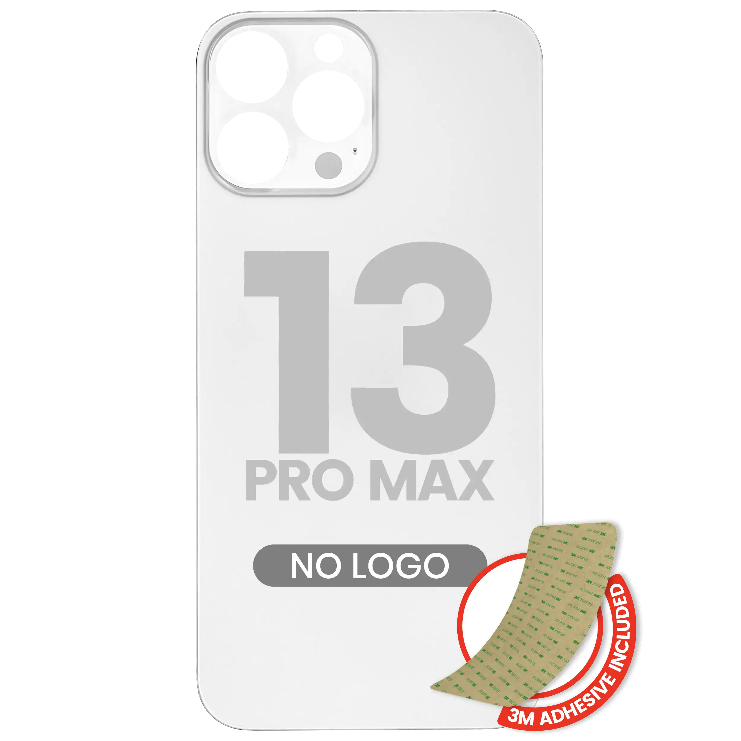 Back Glass With 3M Adhesive For iPhone 13 Pro Max (No Logo / Large Camera Hole) (Silver)