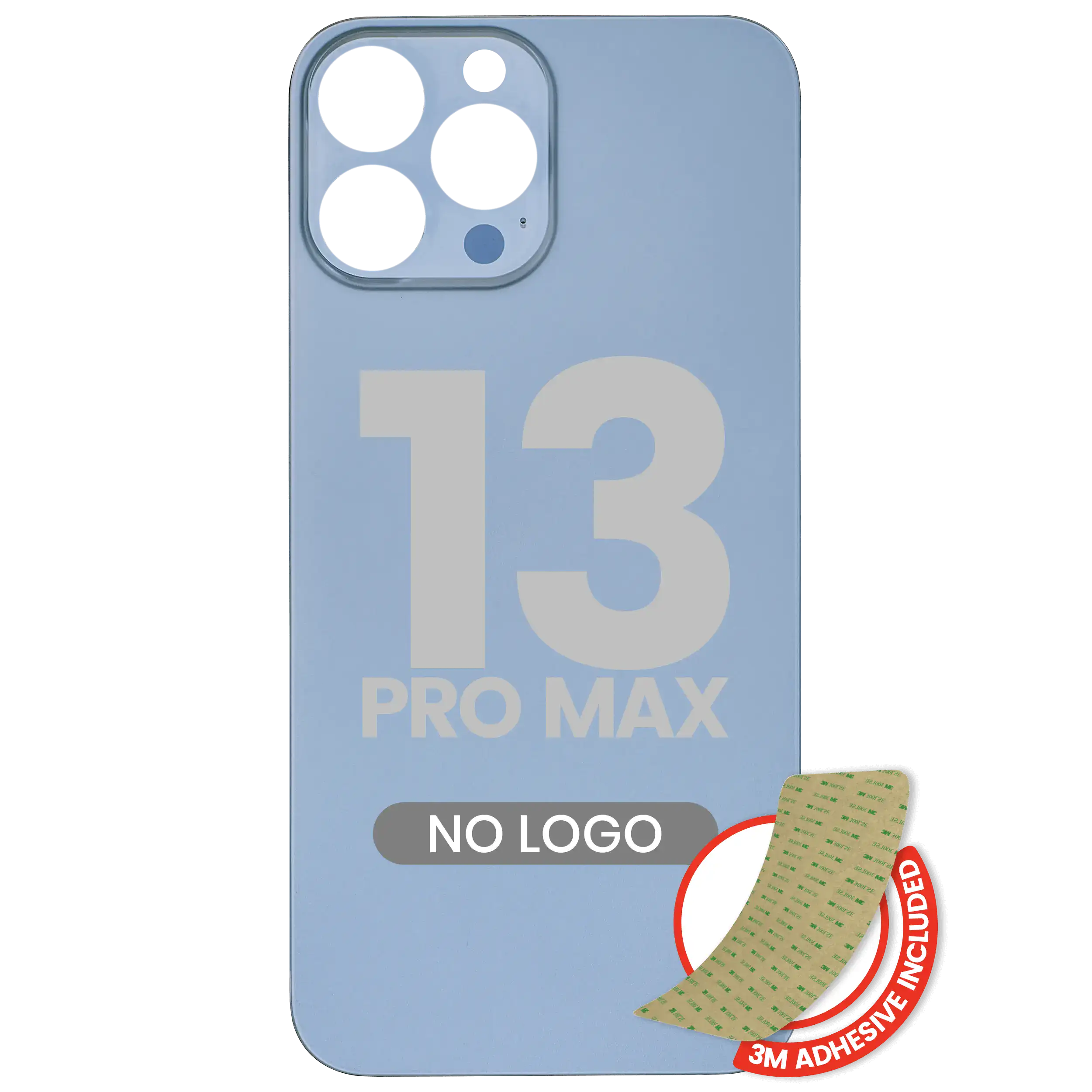Back Glass With 3M Adhesive For iPhone 13 Pro Max (No Logo / Large Camera Hole) (Sierra Blue)