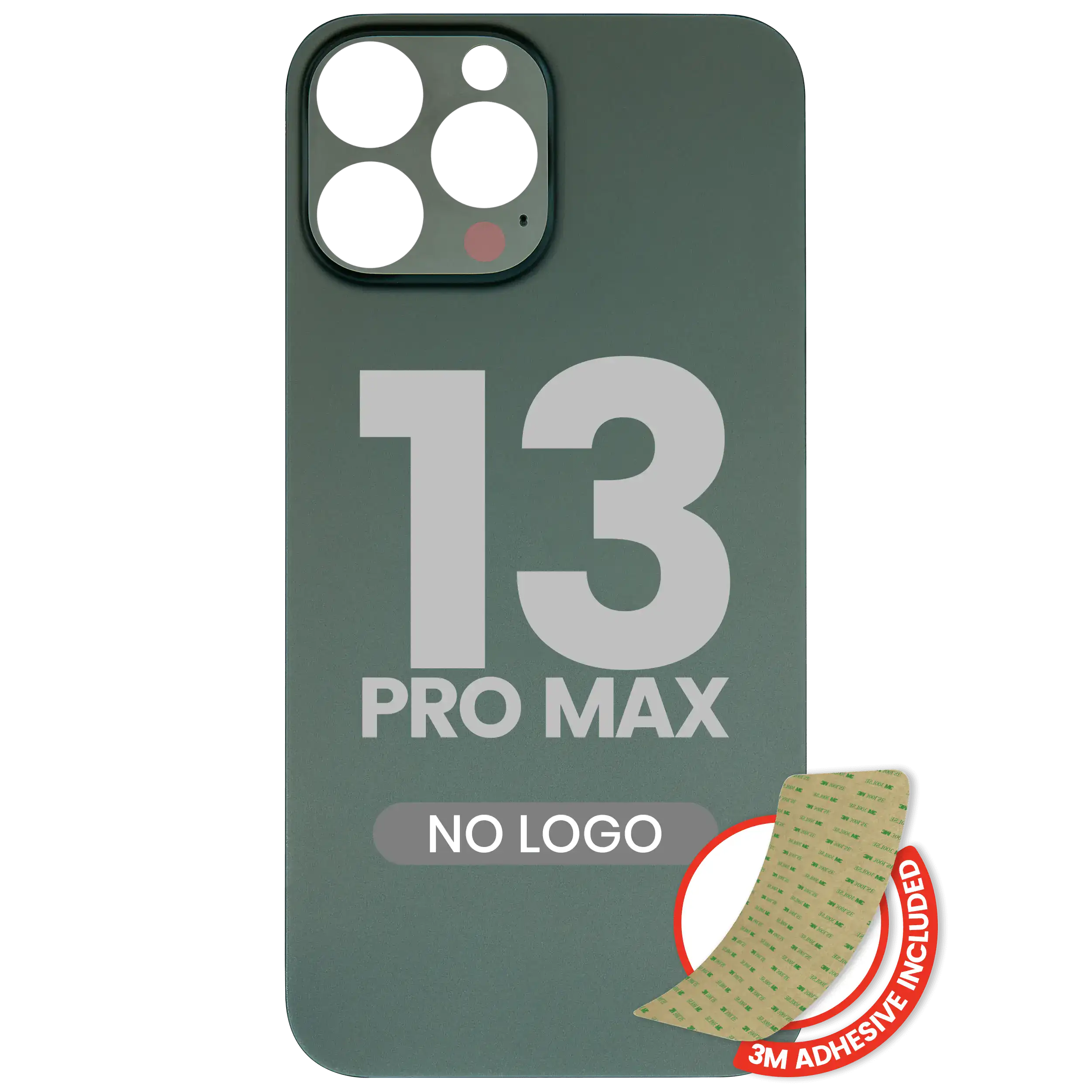 Back Glass With 3M Adhesive For iPhone 13 Pro Max (No Logo / Large Camera Hole) (Alpine Green)