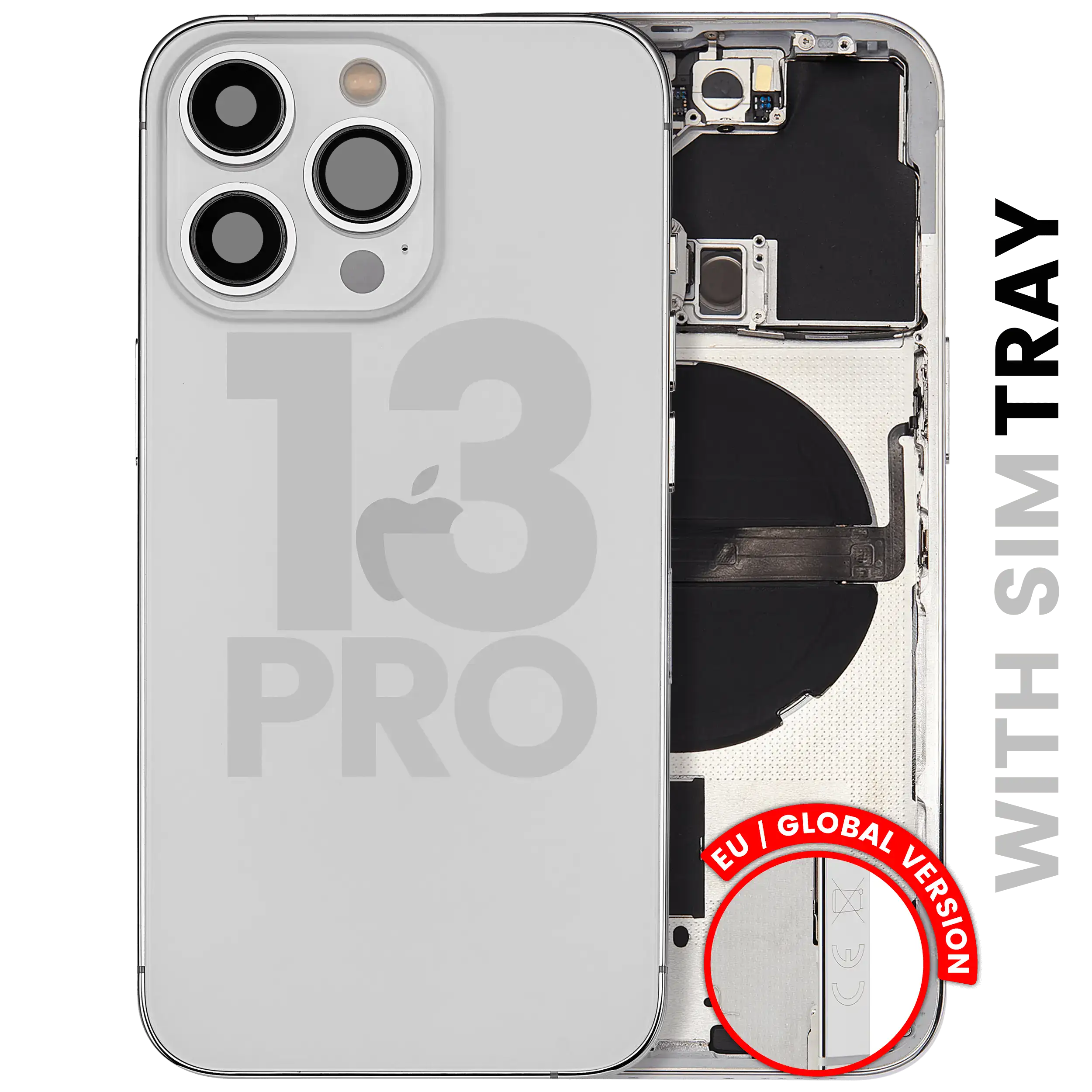 Back Housing W/ Small Parts For iPhone 13 Pro (EU / Global Version) (Used OEM Pull: Grade C) (Silver)