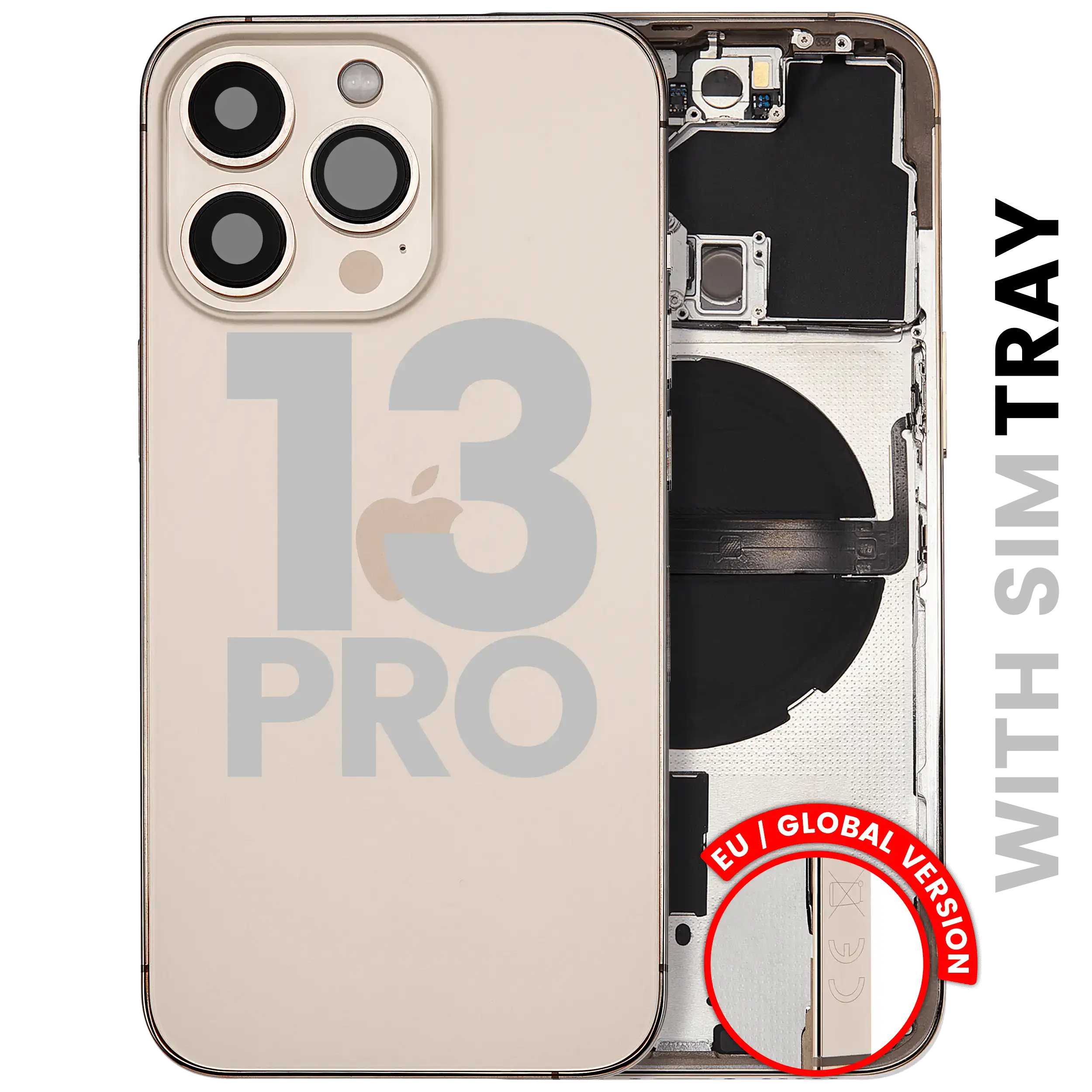 Back Housing W/ Small Parts For iPhone 13 Pro (EU / Global Version) (Used OEM Pull: Grade A) (Gold)