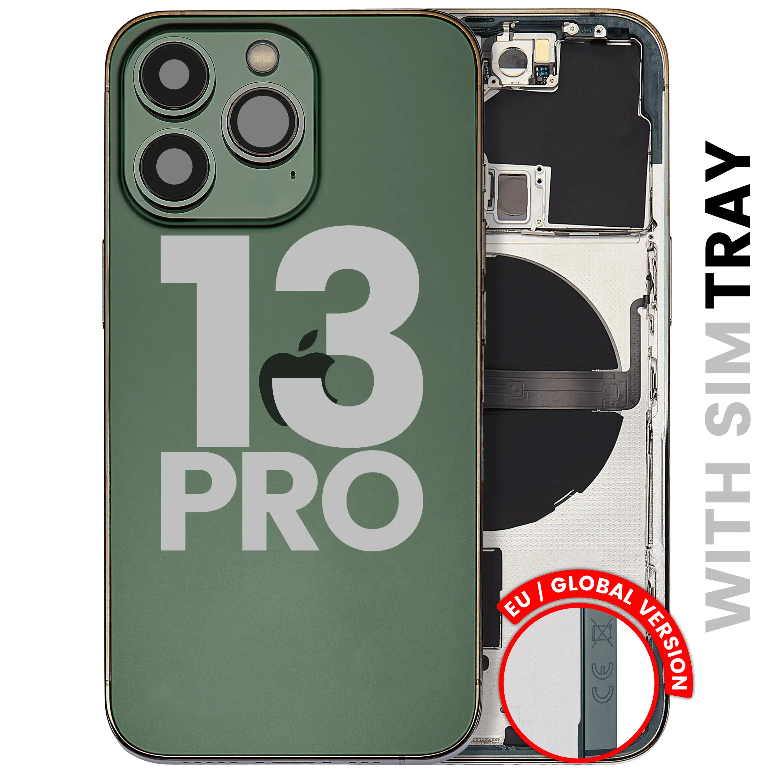 Back Housing W/ Small Parts For iPhone 13 Pro (EU / Global Version) (Used OEM Pull: Grade B) (Alpine Green)