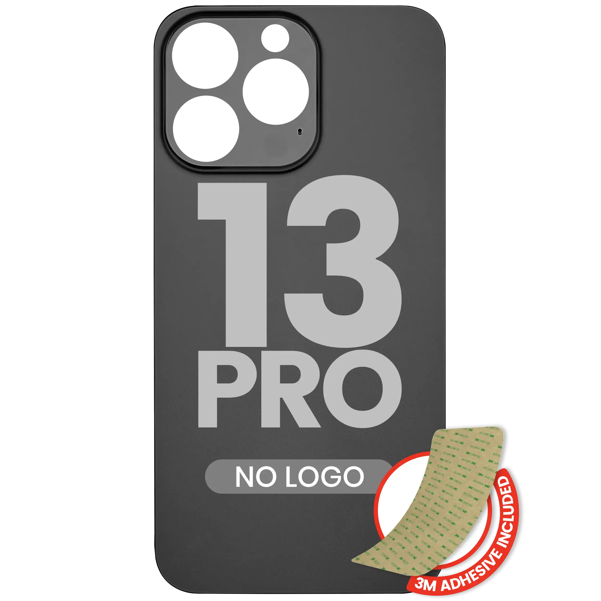 Back Glass With 3M Adhesive For iPhone 13 Pro (No Logo / Large Camera Hole) (Graphite)