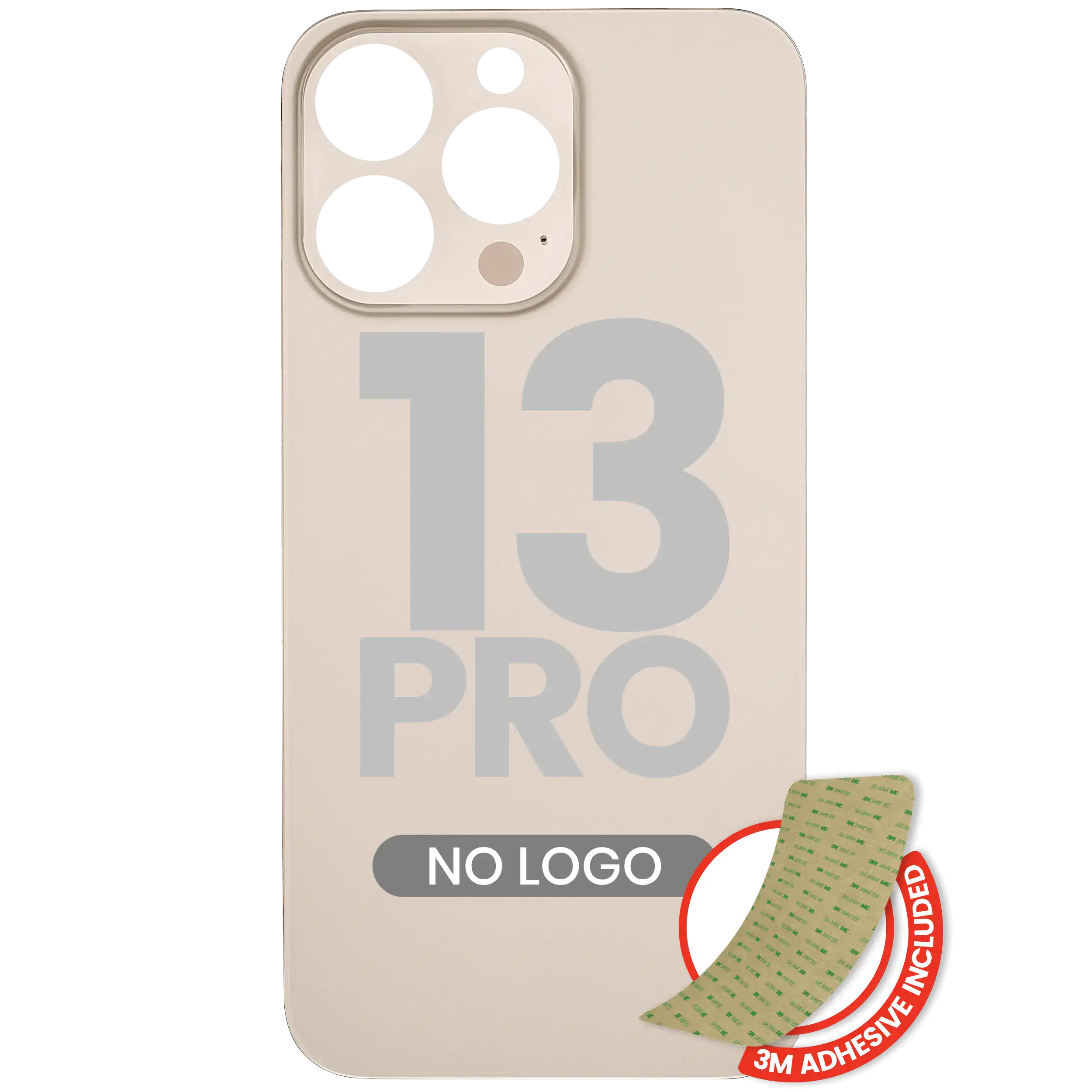 Back Glass With 3M Adhesive For iPhone 13 Pro (No Logo / Large Camera Hole) (Gold)