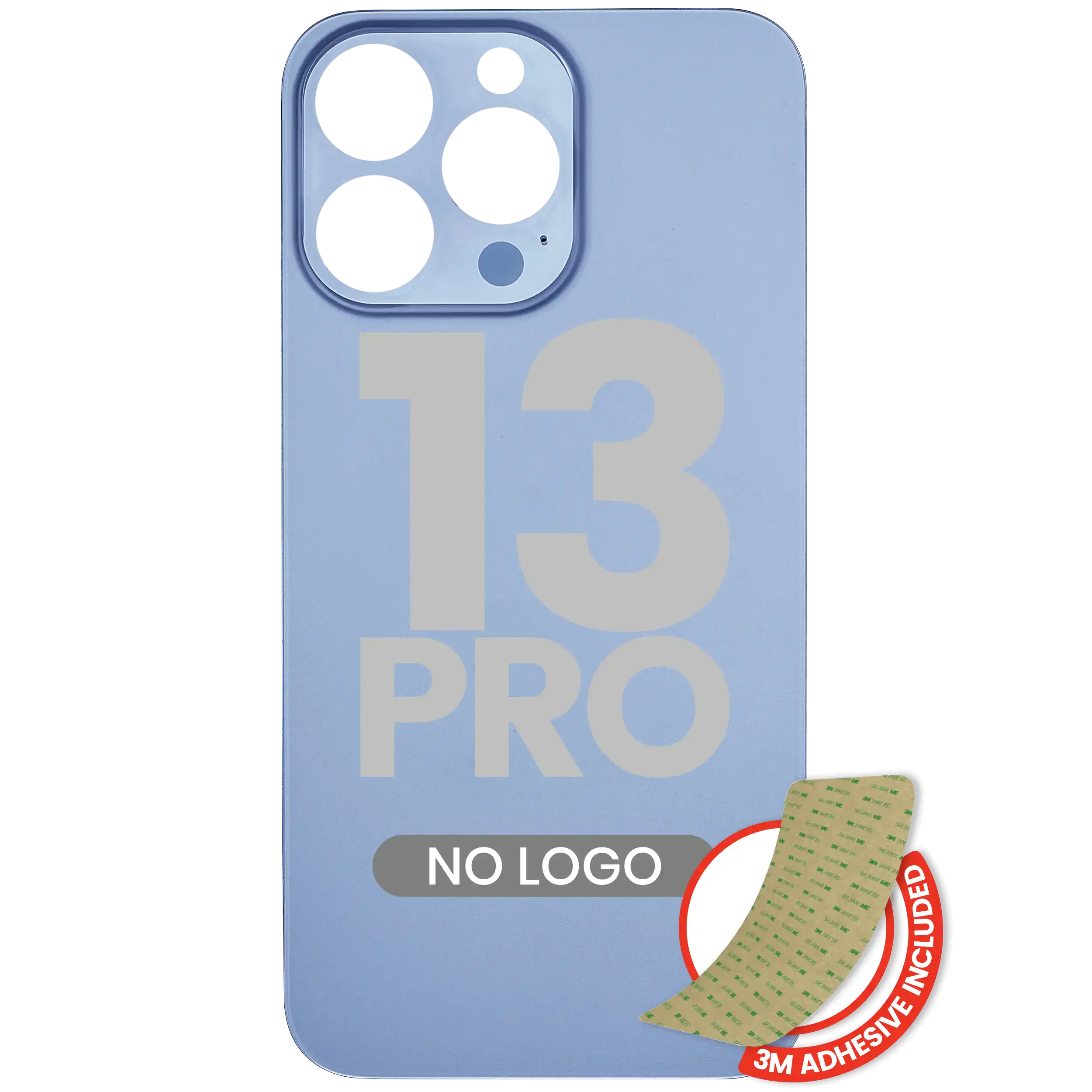 Back Glass With 3M Adhesive For iPhone 13 Pro (No Logo / Large Camera Hole) (Sierra Blue)