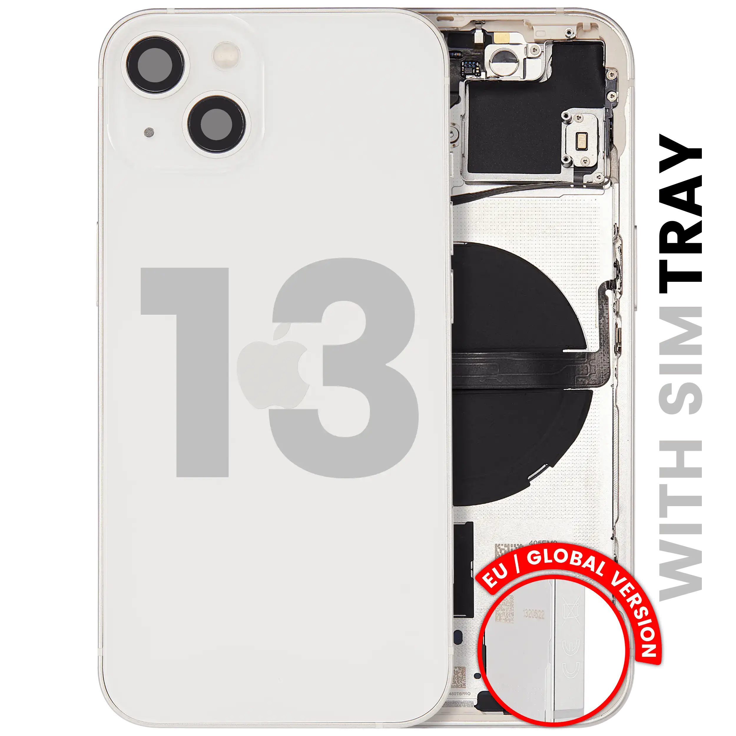 Back Housing W/ Small Parts For iPhone 13 (EU / Global Version) (Used OEM Pull: Grade A) (Starlight)
