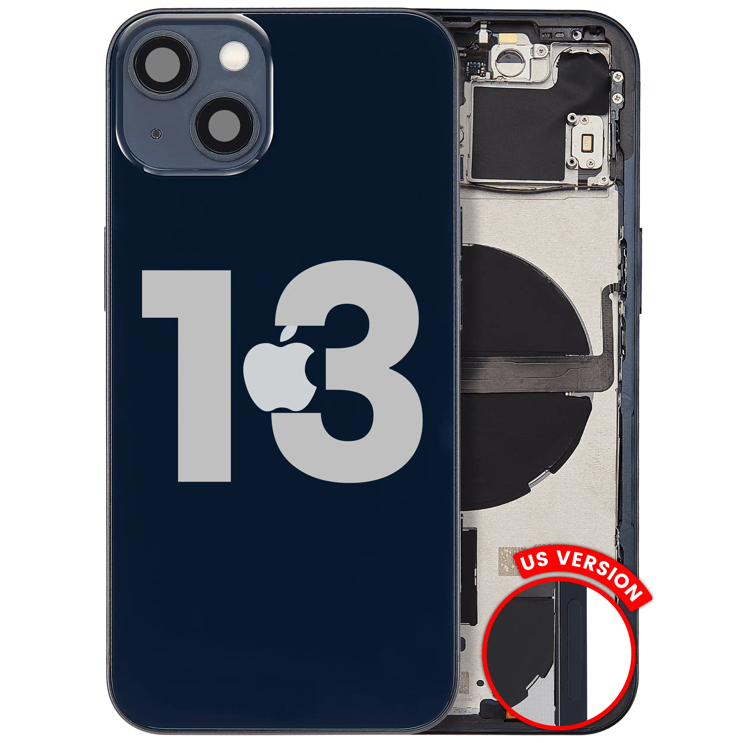 Back Housing W/ Small Parts For iPhone 13 (US Version) (Used OEM Pull: Grade A) (Midnight)