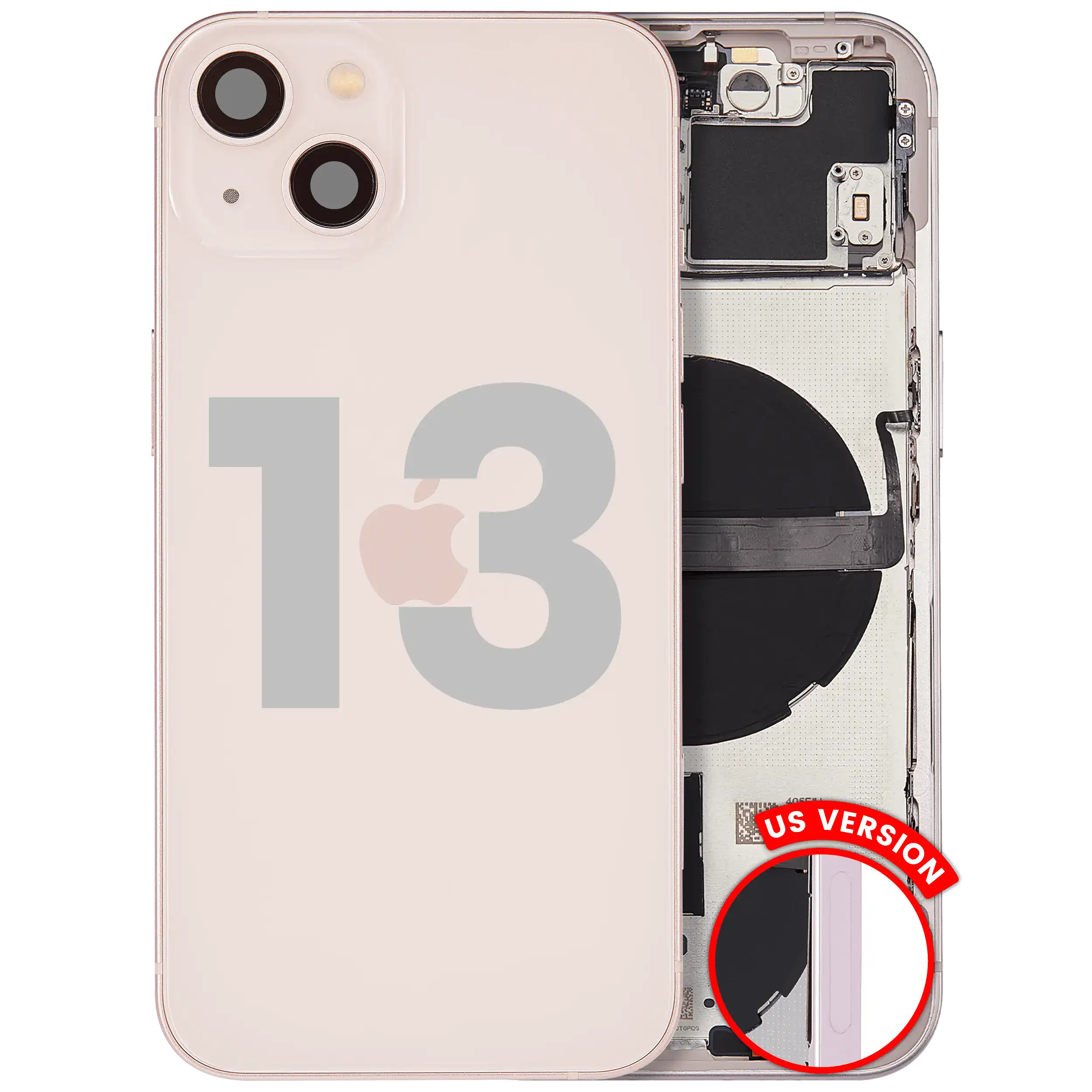 Back Housing W/ Small Parts For iPhone 13 (US Version) (Used OEM Pull: Grade A) (Pink)