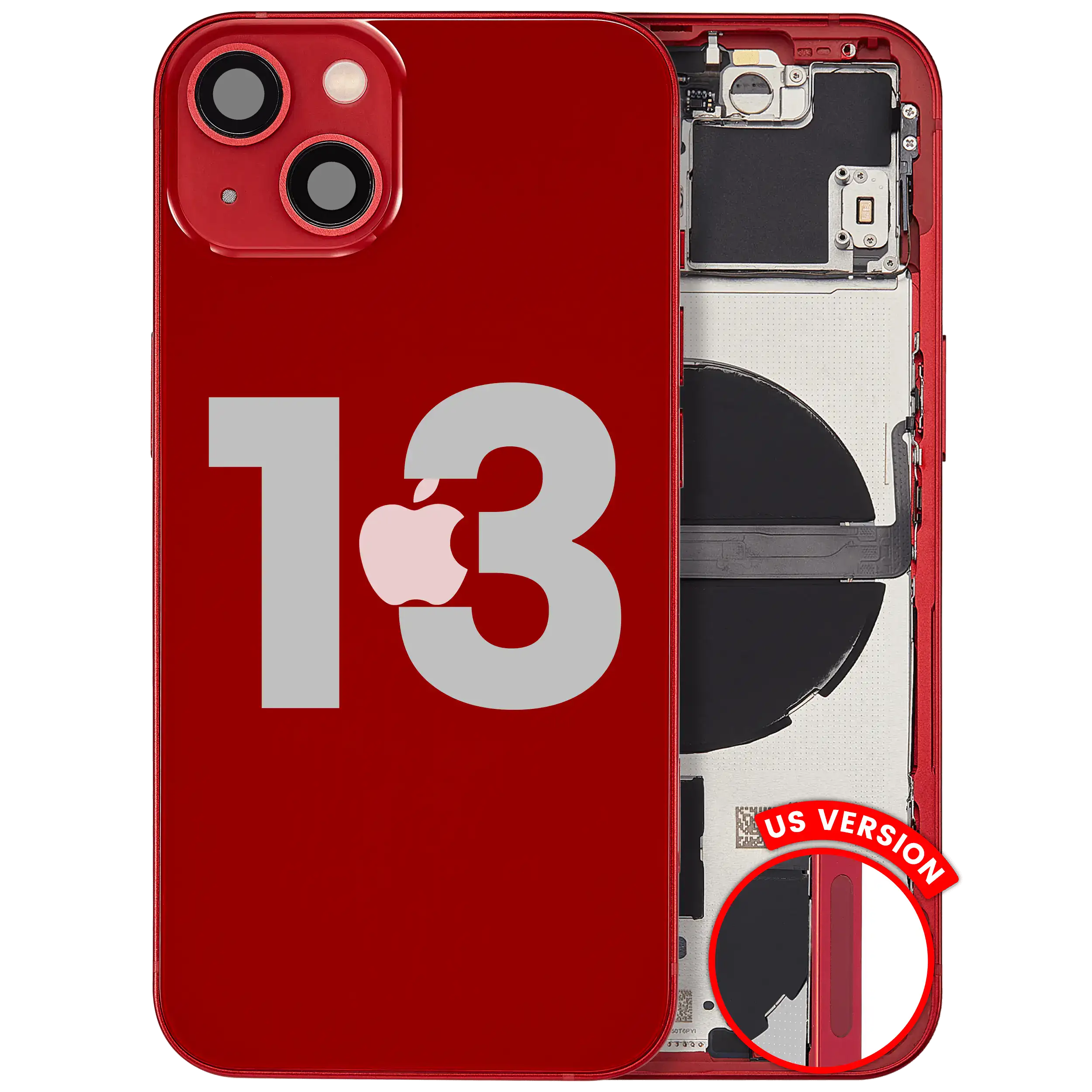 Back Housing W/ Small Parts For iPhone 13 (US Version) (Used OEM Pull: Grade A) (Red)