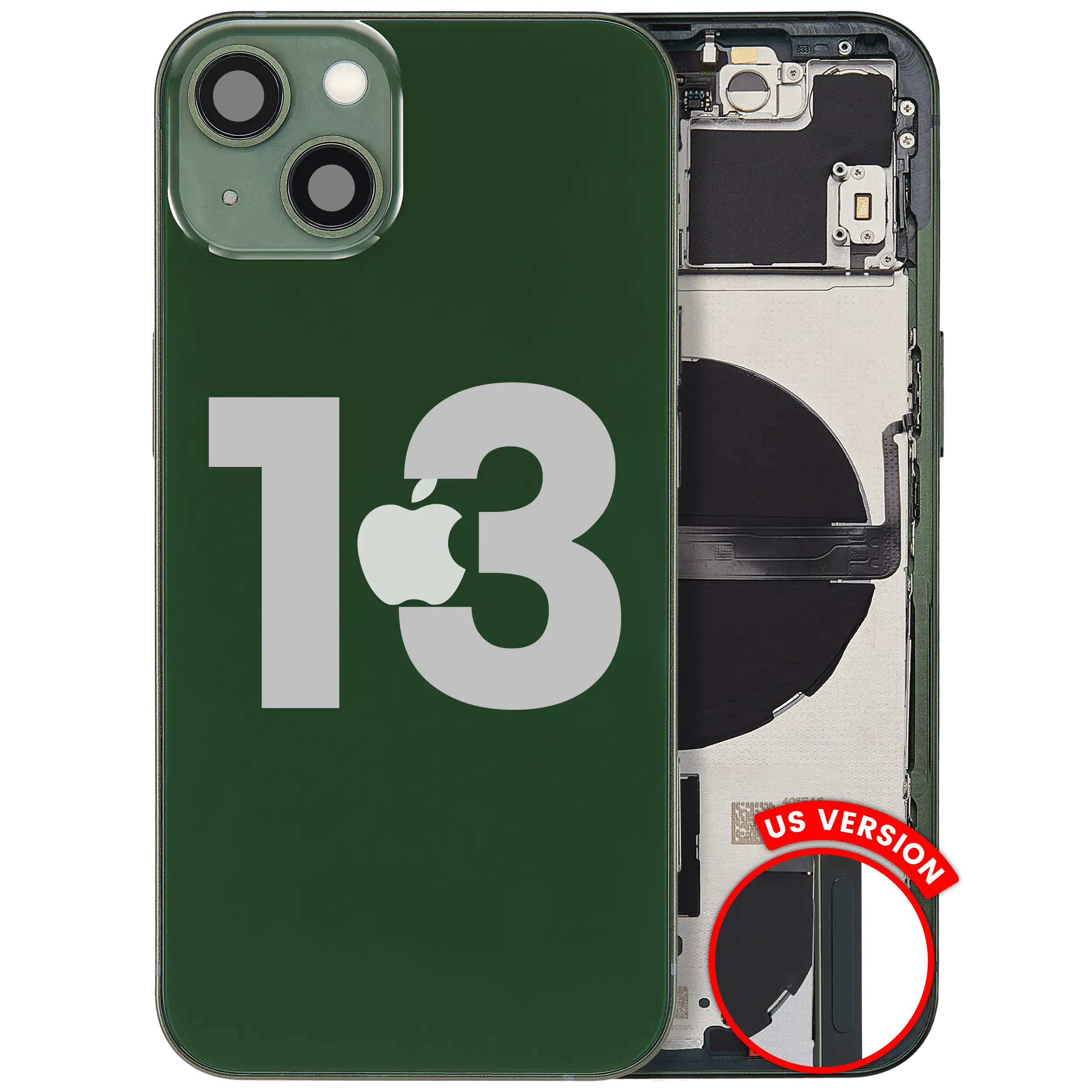 Back Housing W/ Small Parts For iPhone 13 (US Version) (Used OEM Pull: Grade B) (Green)