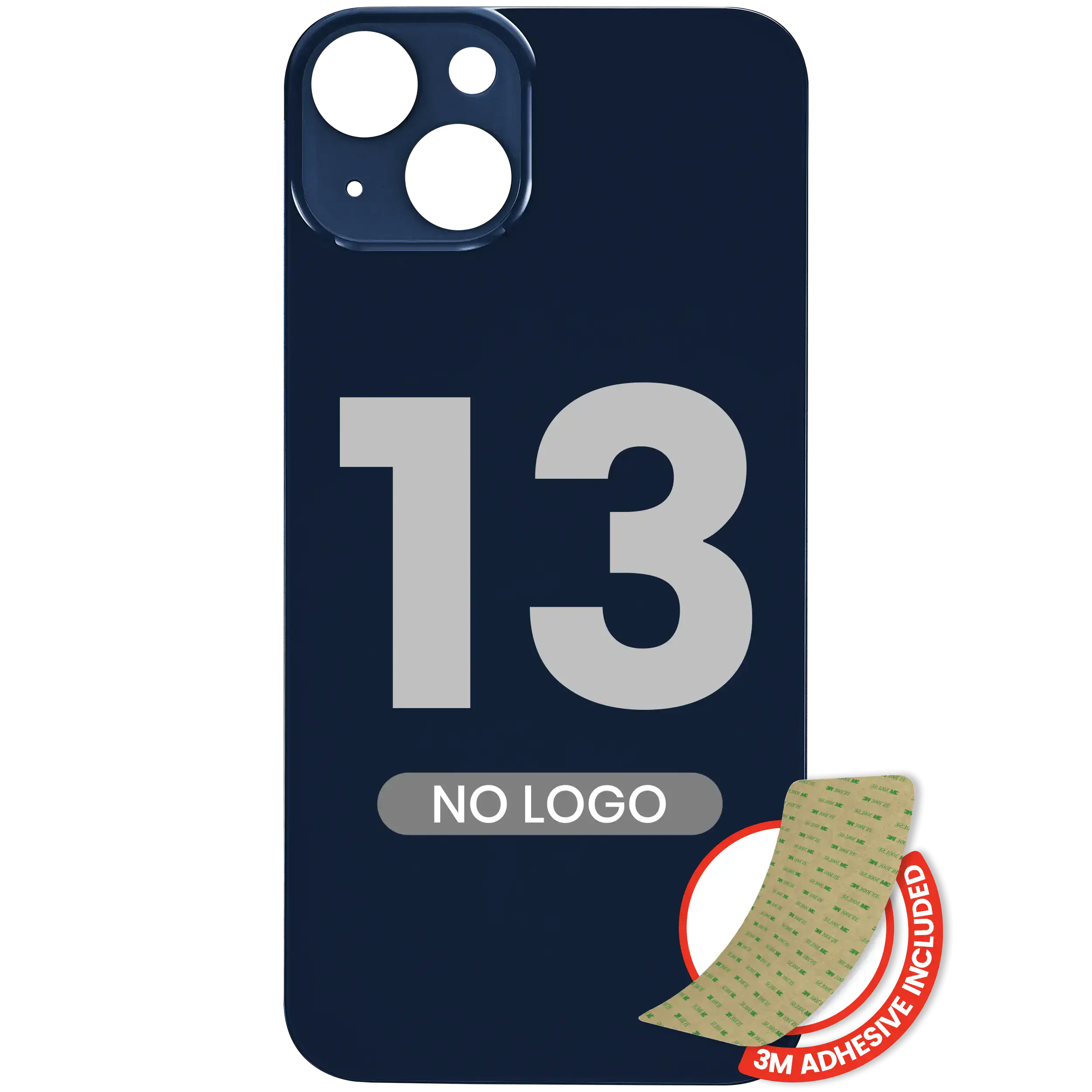 Back Glass With 3M Adhesive For iPhone 13 (No Logo / Large Camera Hole) (Midnight)