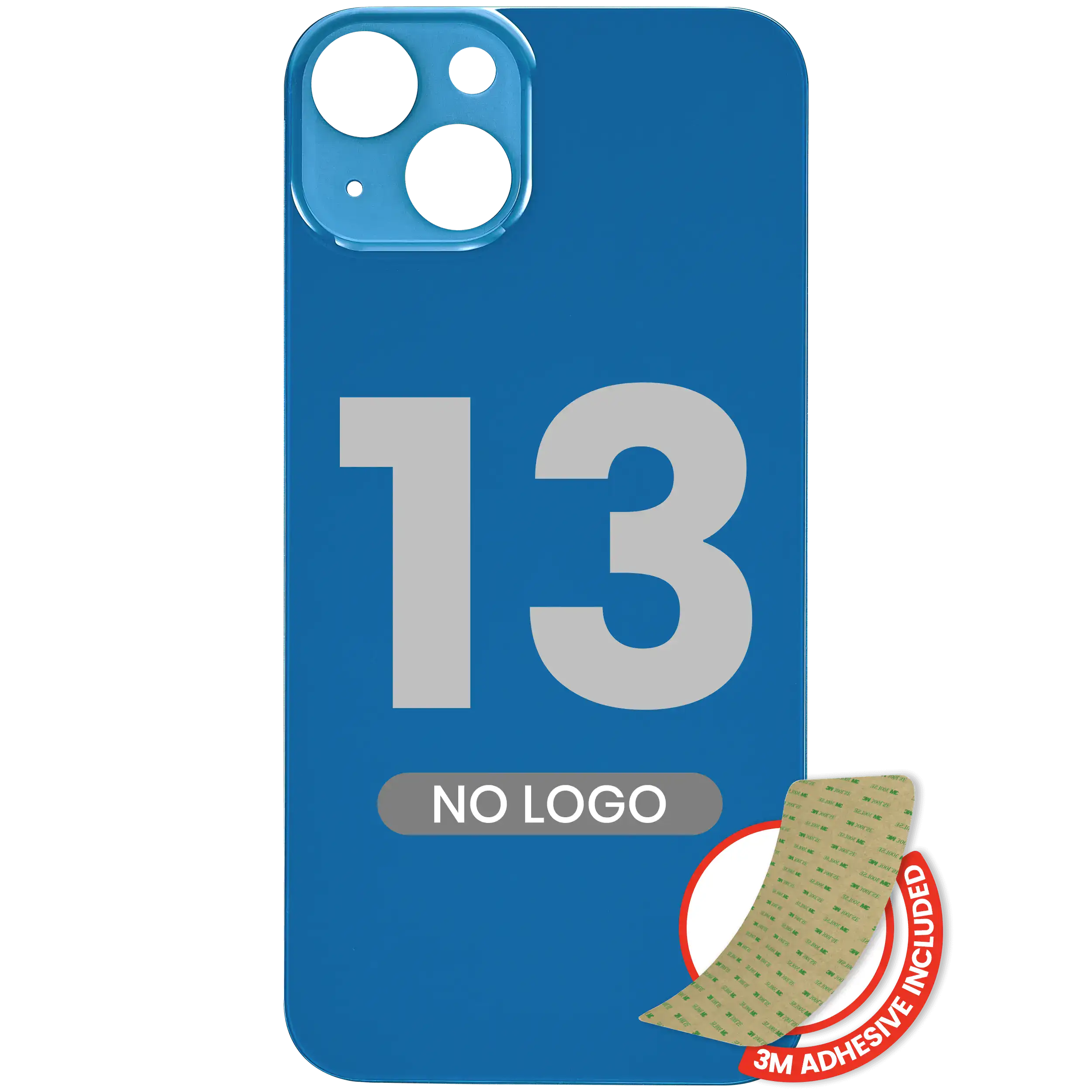 Back Glass With 3M Adhesive For iPhone 13 (No Logo / Large Camera Hole) (Blue)