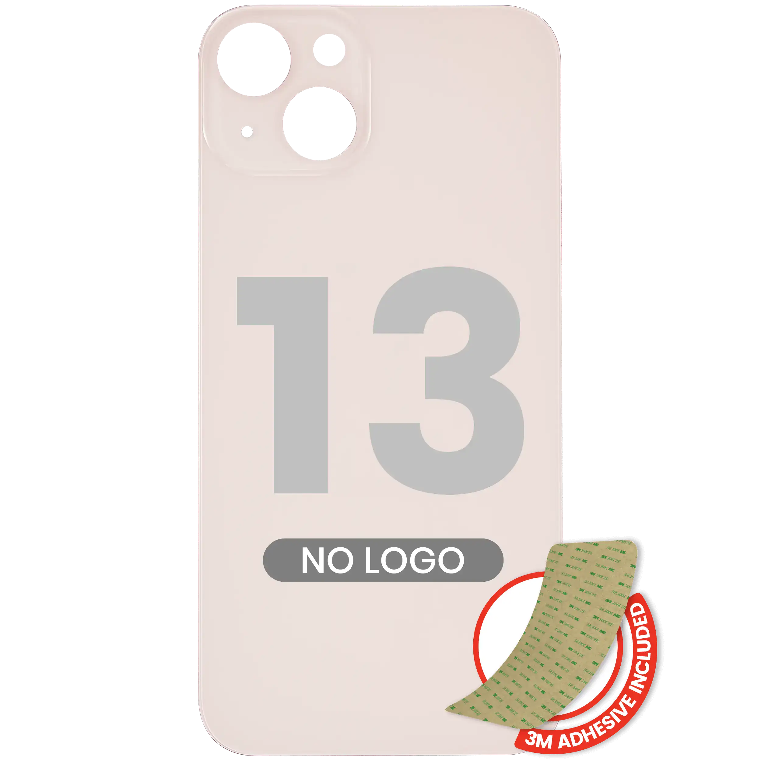 Back Glass With 3M Adhesive For iPhone 13 (No Logo / Large Camera Hole) (Pink)