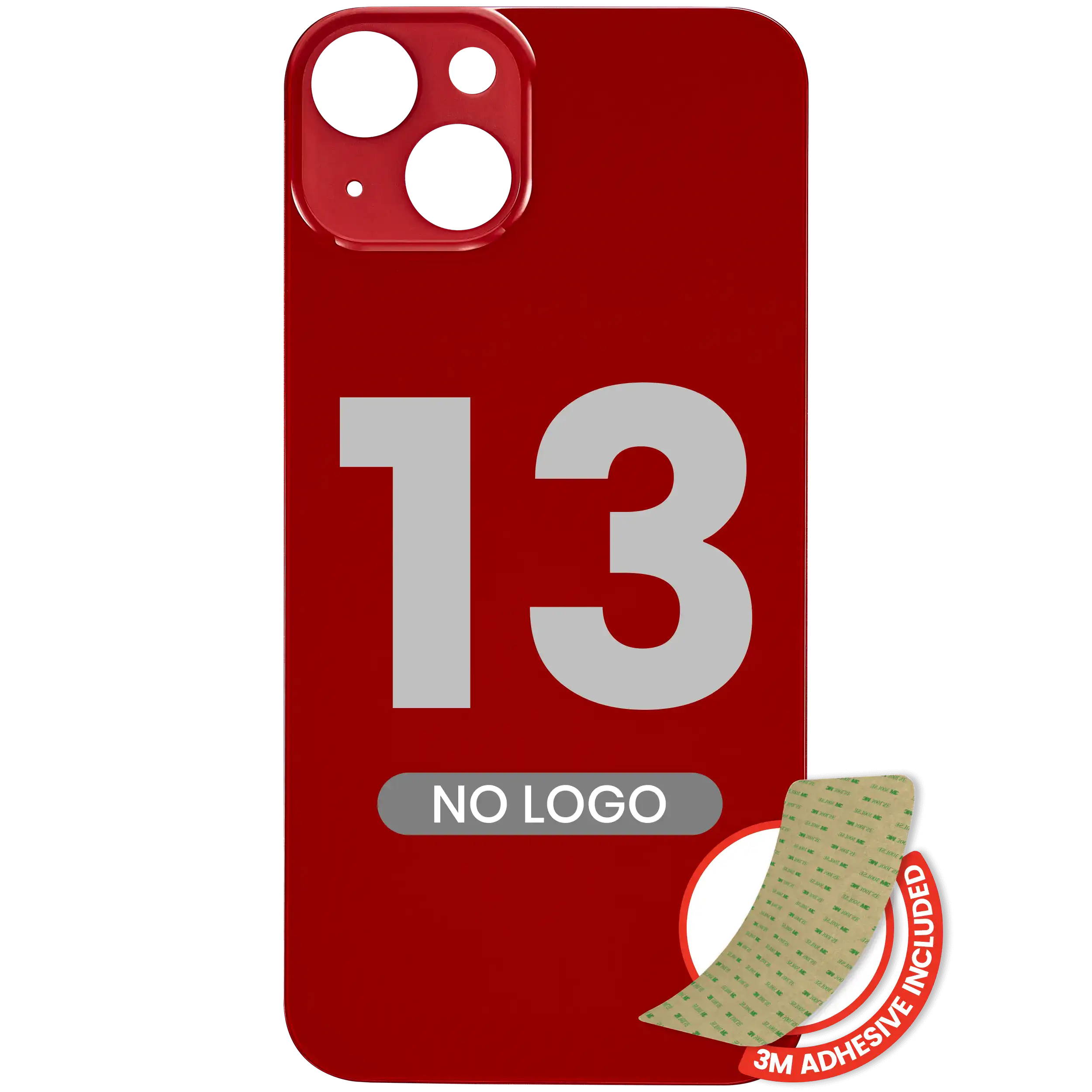 Back Glass With 3M Adhesive For iPhone 13 (No Logo / Large Camera Hole) (Red)