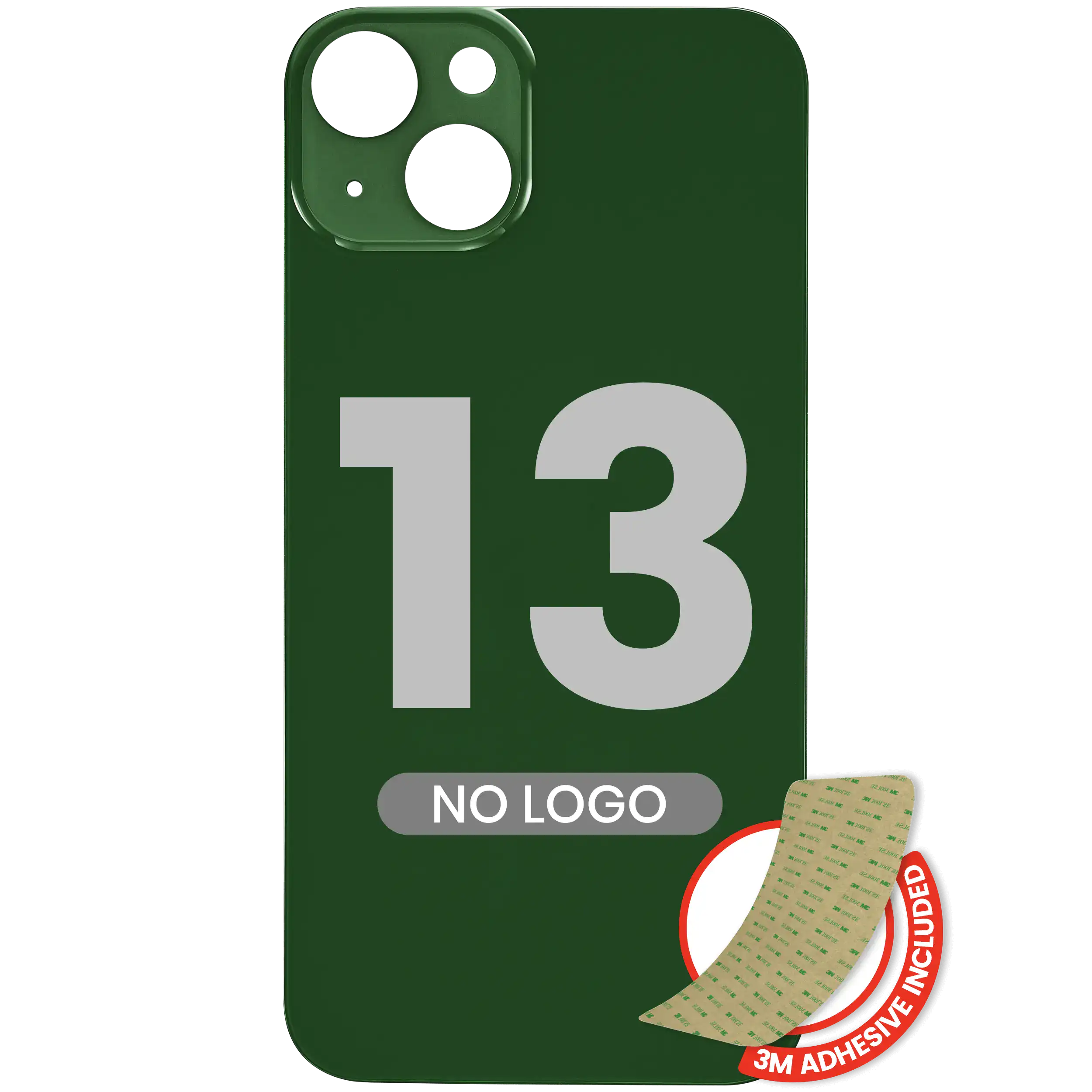 Back Glass With 3M Adhesive For iPhone 13 (No Logo / Large Camera Hole) (Green)