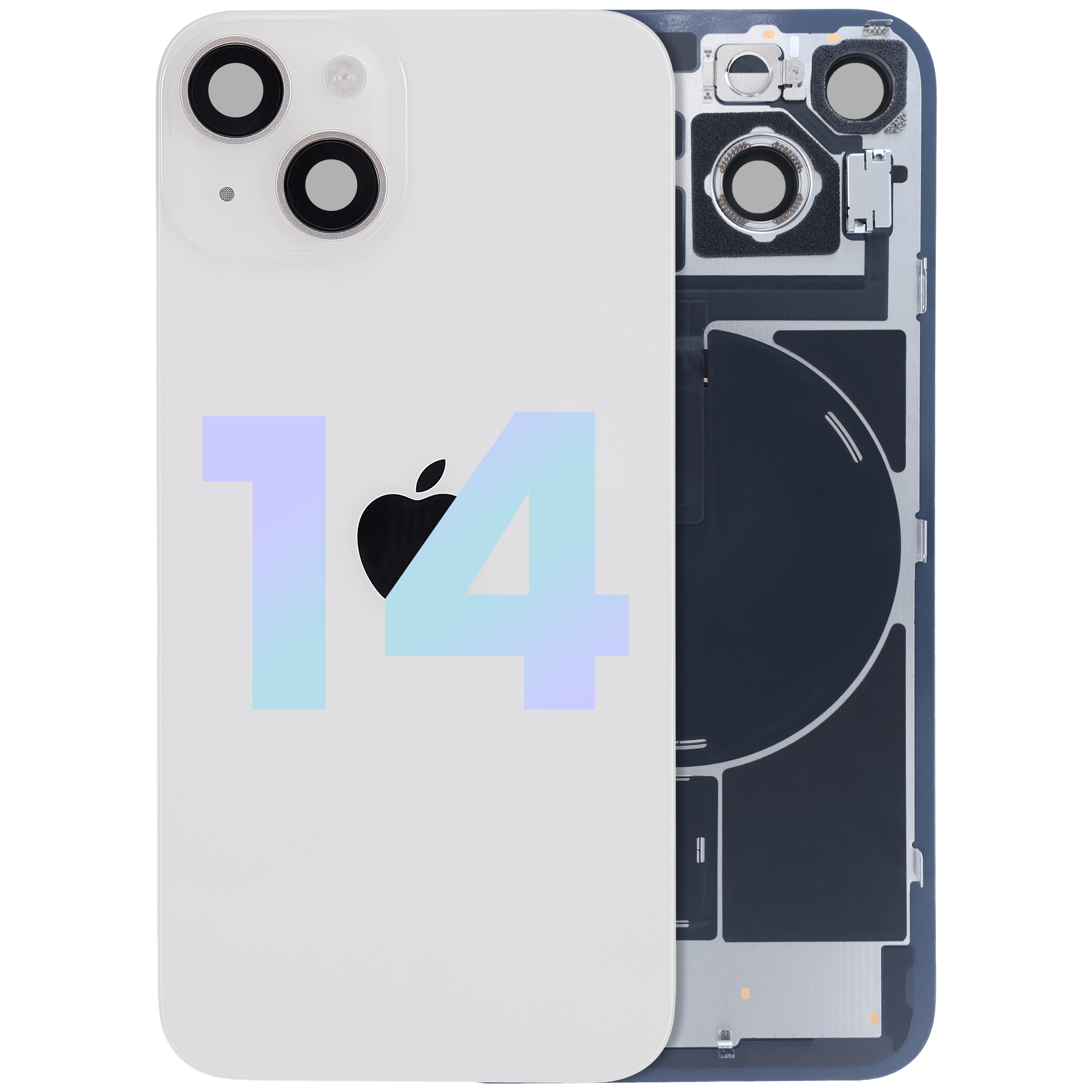 Back Glass w/ MagSafe Magnet & NFC & Flashlight Flex For iPhone 14 (Service Pack) (Starlight)