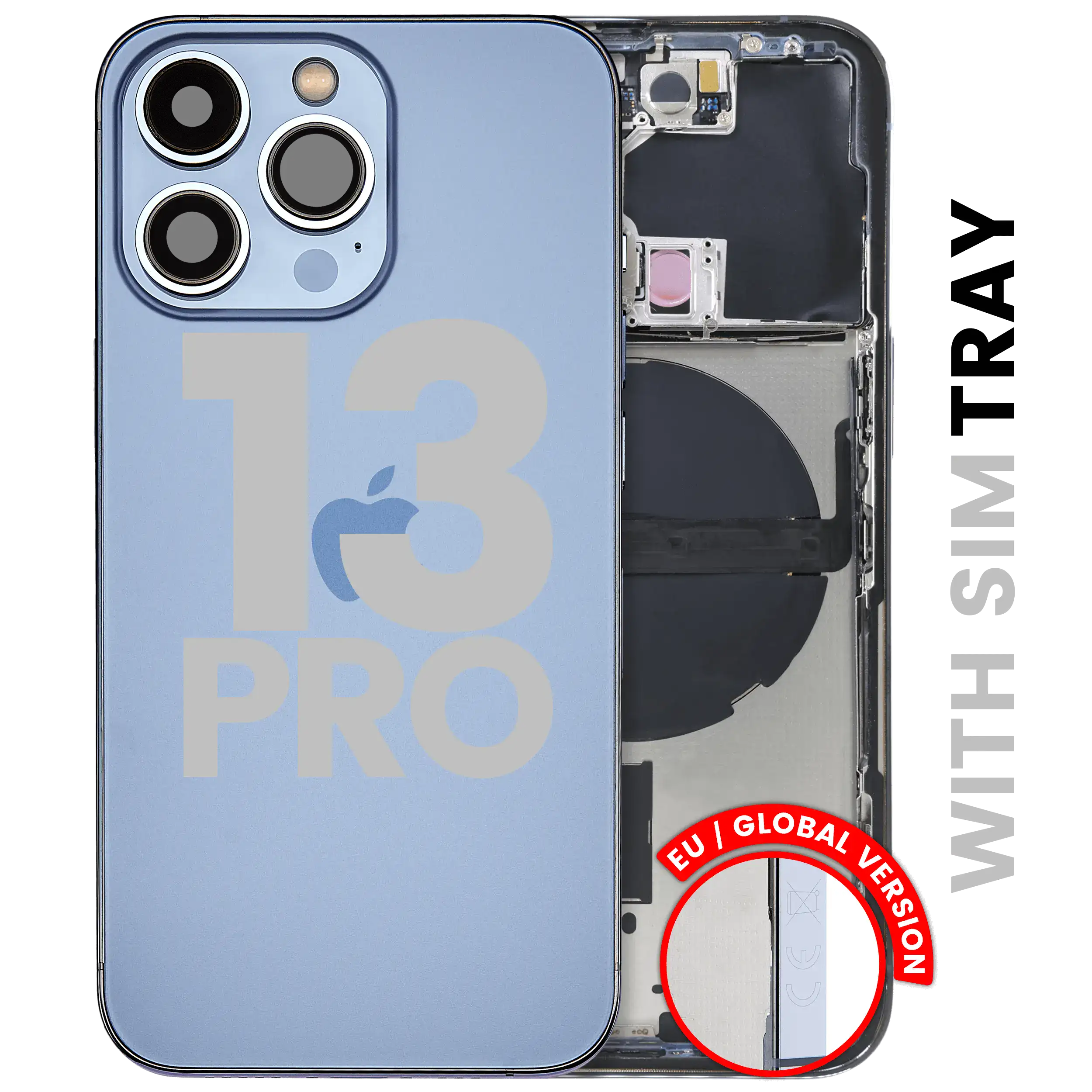 Back Housing W/ Small Parts For iPhone 13 Pro (EU / Global Version) (Used OEM Pull: Grade A) (Sierra Blue)