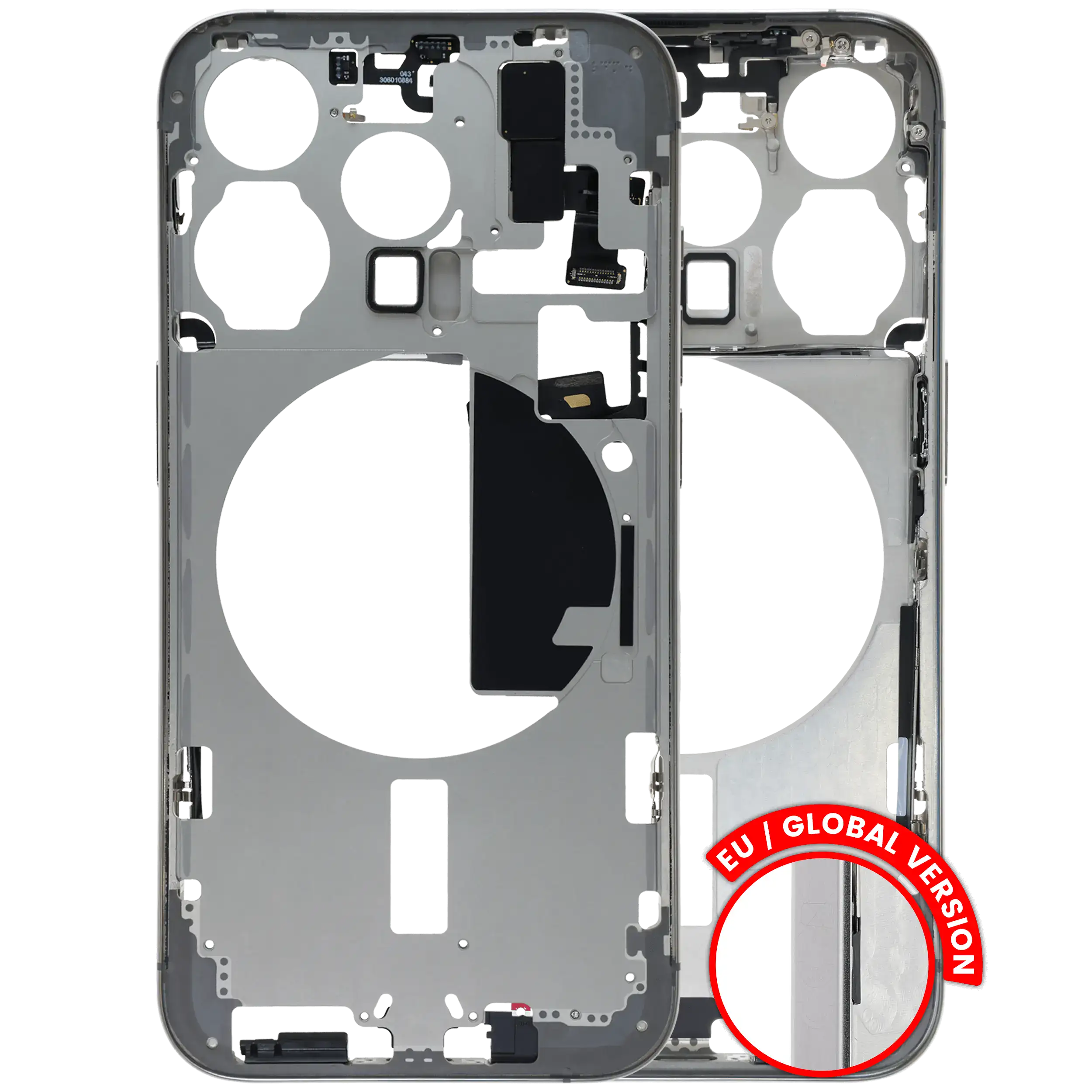 Mid-Frame Housing W/ Small Parts For iPhone 15 Pro (EU / Global Version) (Used OEM Pull: Grade B) (White Titanium)