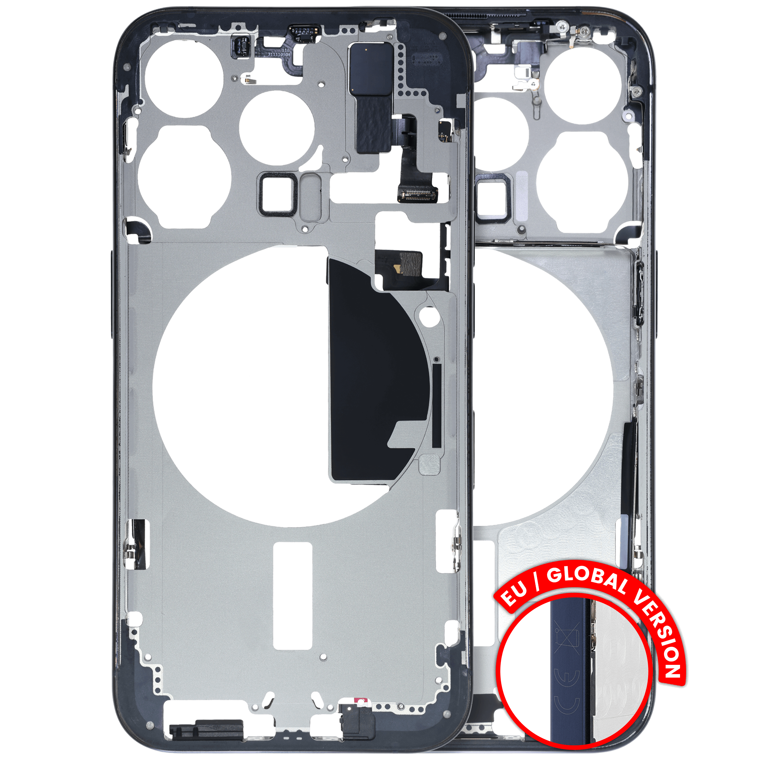 Mid-Frame Housing W/ Small Parts For iPhone 15 Pro (EU / Global Version) (Used OEM Pull: Grade B) (Blue Titanium)