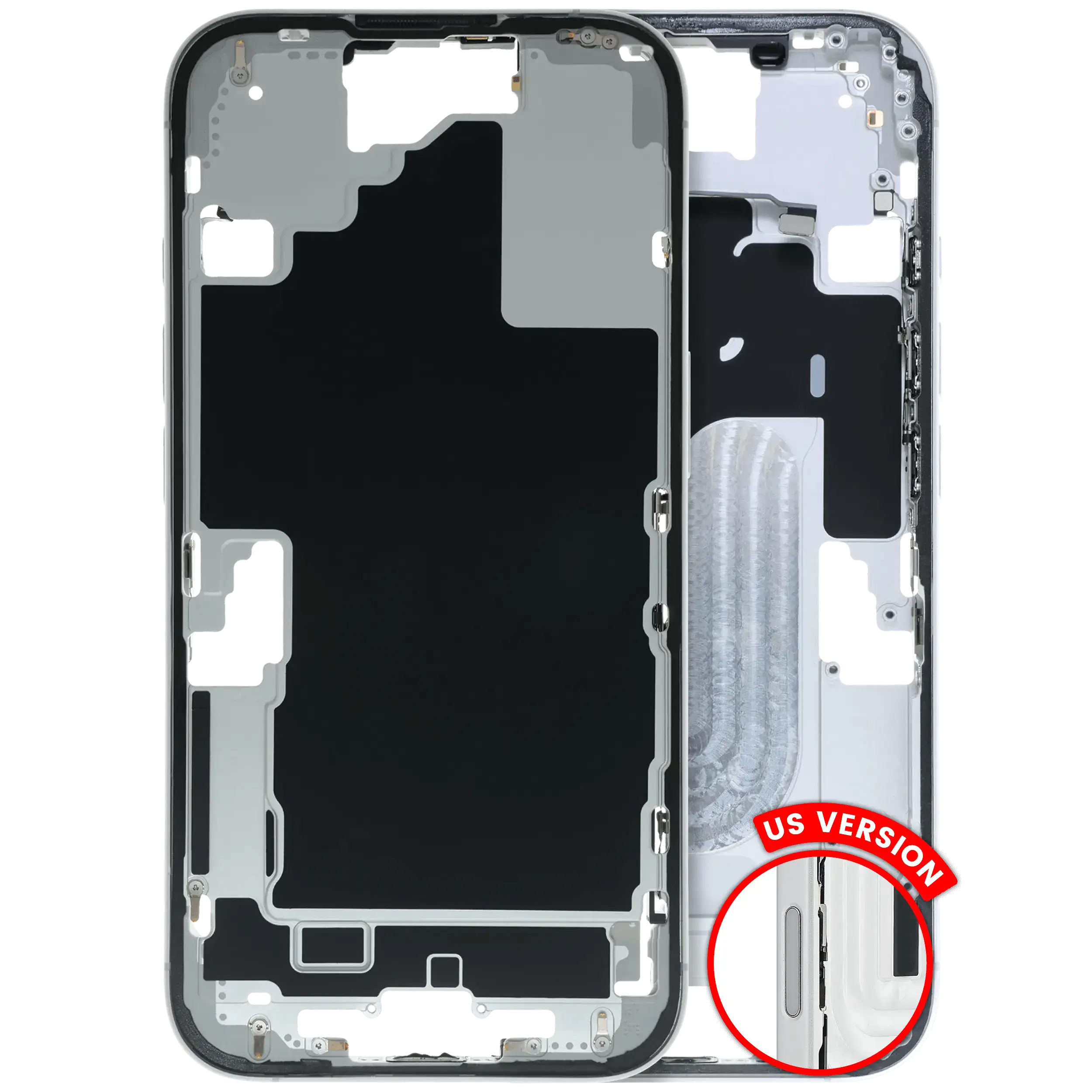 Mid-Frame Housing W/ Small Parts For iPhone 16 (US Version) (Used OEM Pull: Grade B) (White)