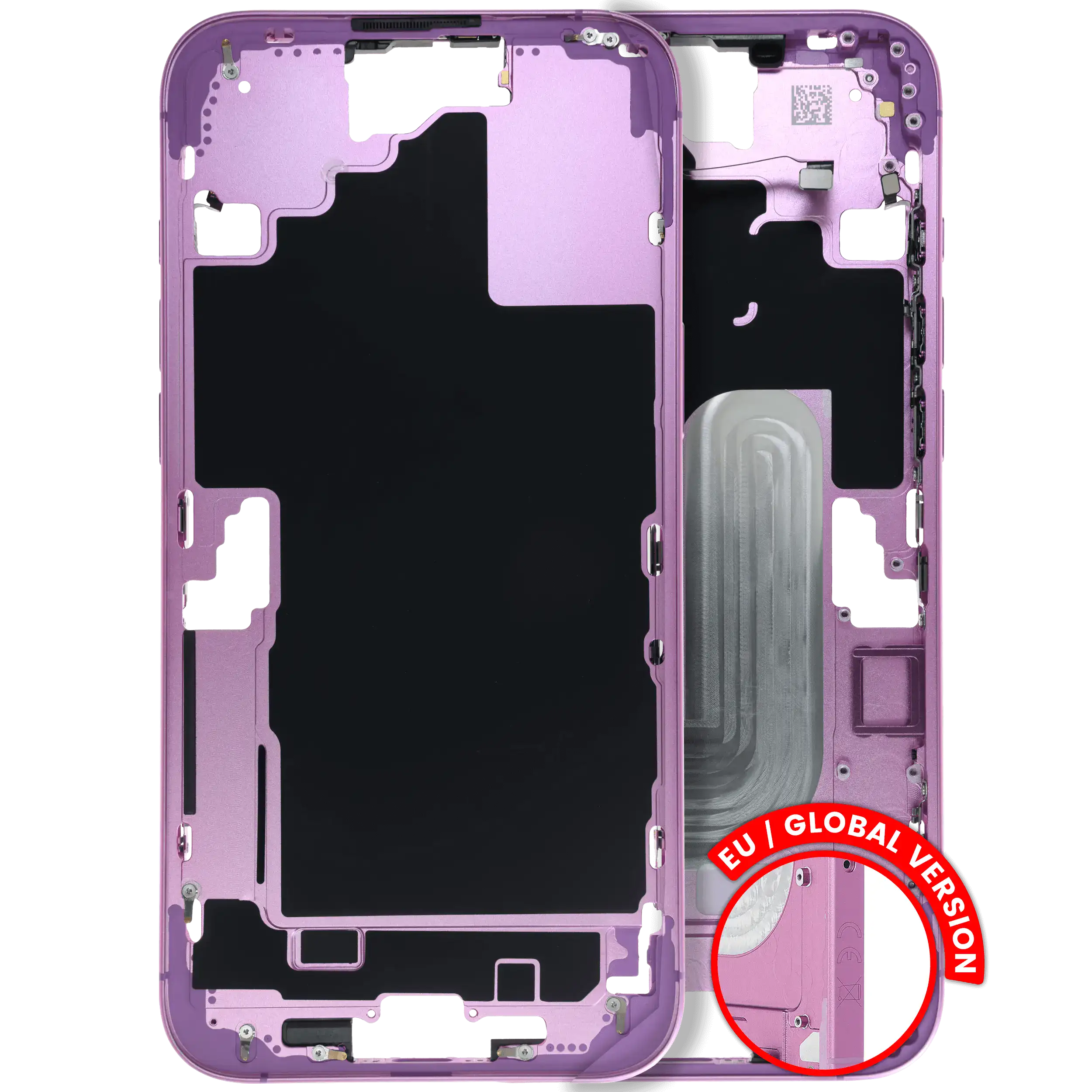 Mid-Frame Housing W/ Small Parts For iPhone 16 Plus (EU / Global Version) (Used OEM Pull: Grade B) (Pink)