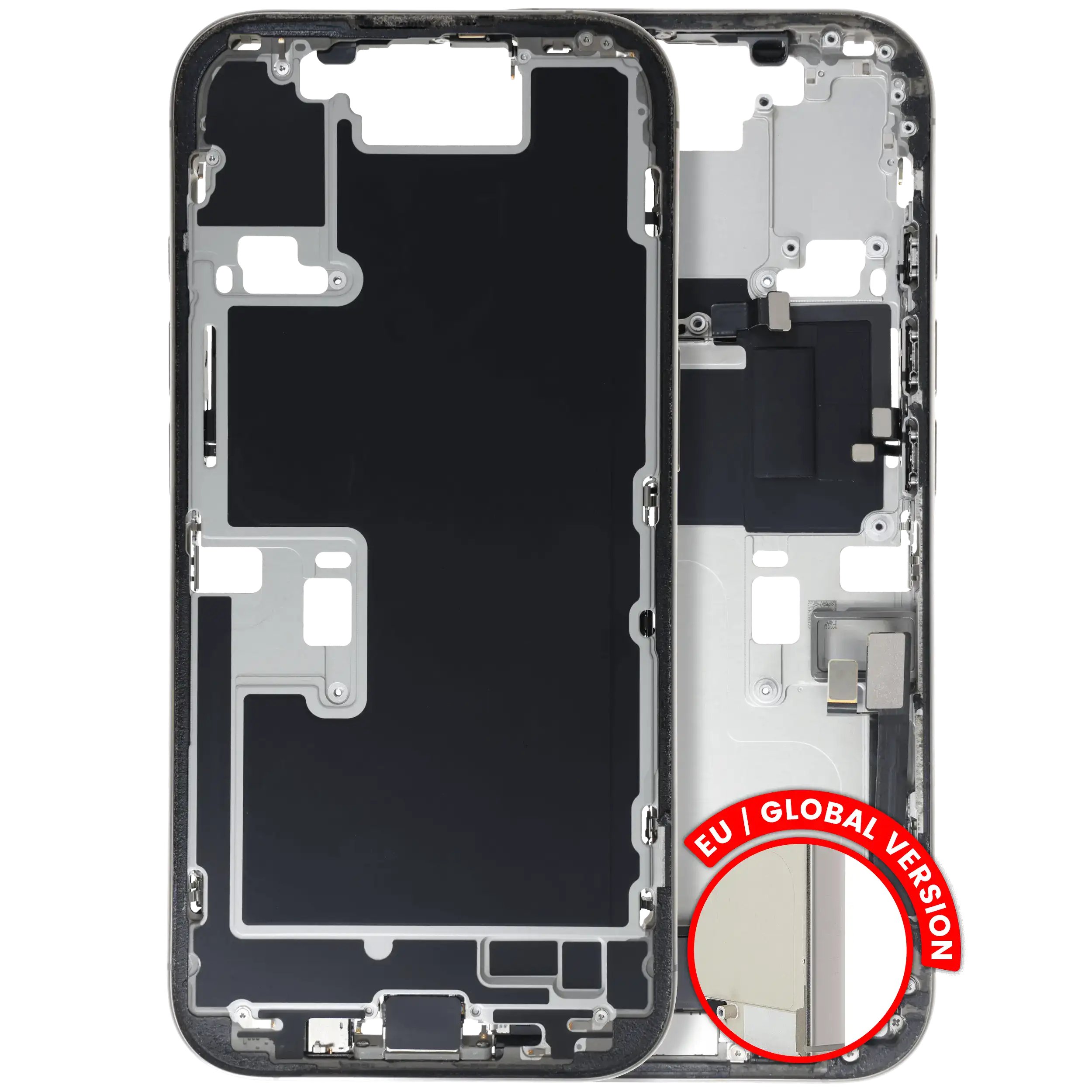 Mid-Frame Housing W/ Small Parts For iPhone 16 Pro (EU / Global Version) (Used OEM Pull: Grade C) (Natural Titanium)