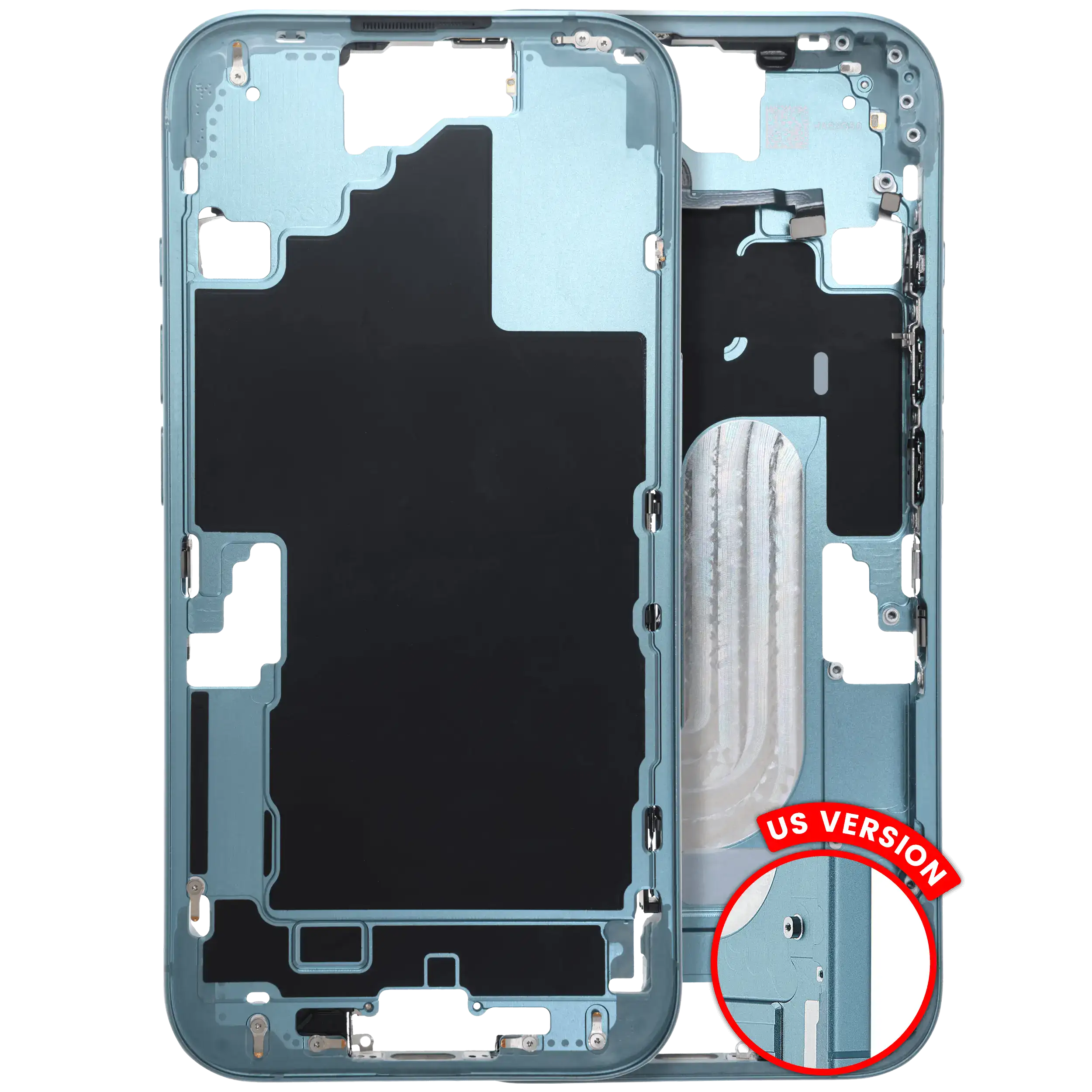 Mid-Frame Housing W/ Small Parts For iPhone 16 (US Version) (Used OEM Pull: Grade B) (Teal)