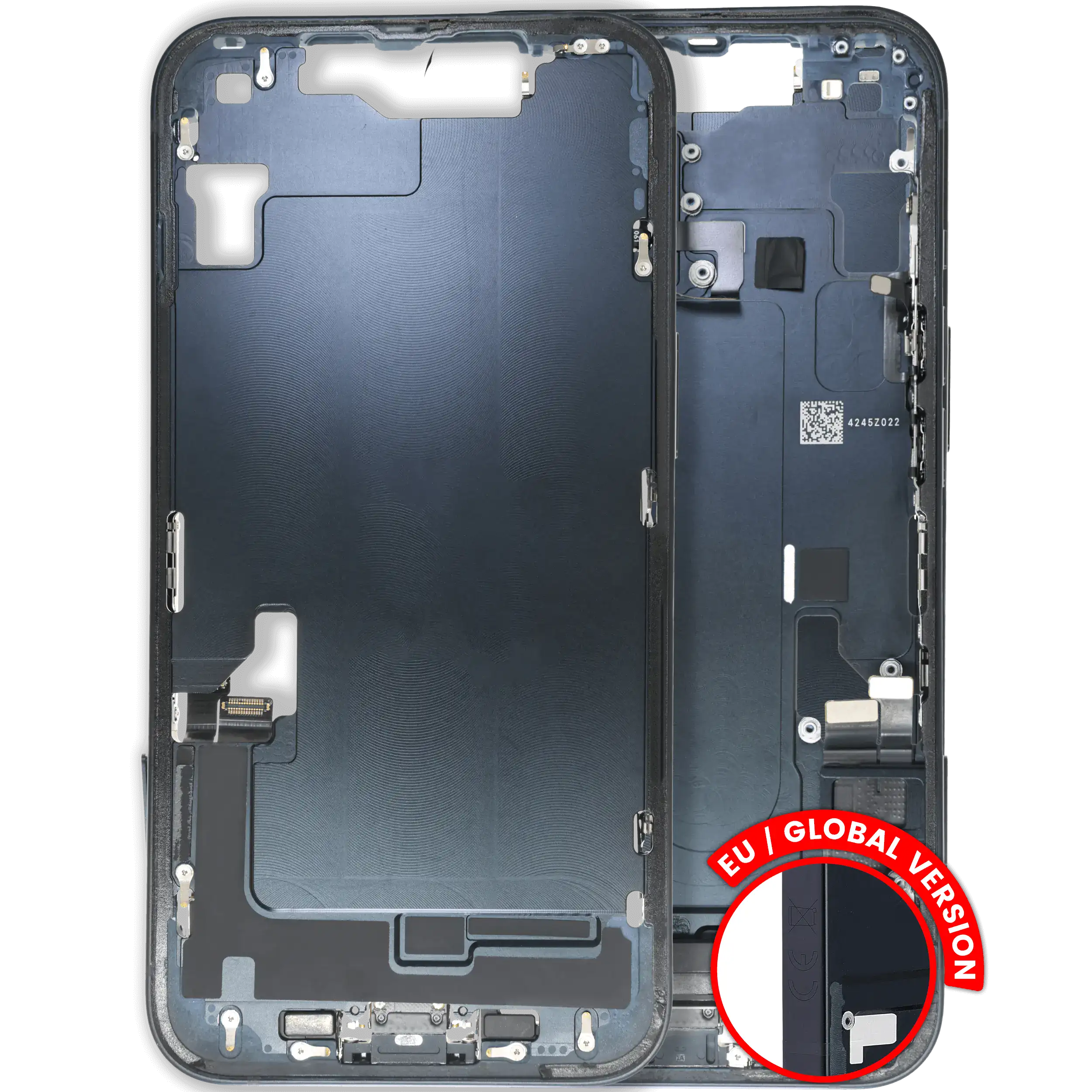 Mid-Frame Housing W/ Charging Port Flex & Small Parts For iPhone 14 (EU / Global Version) (Used OEM Pull: Grade B) (Midnight)