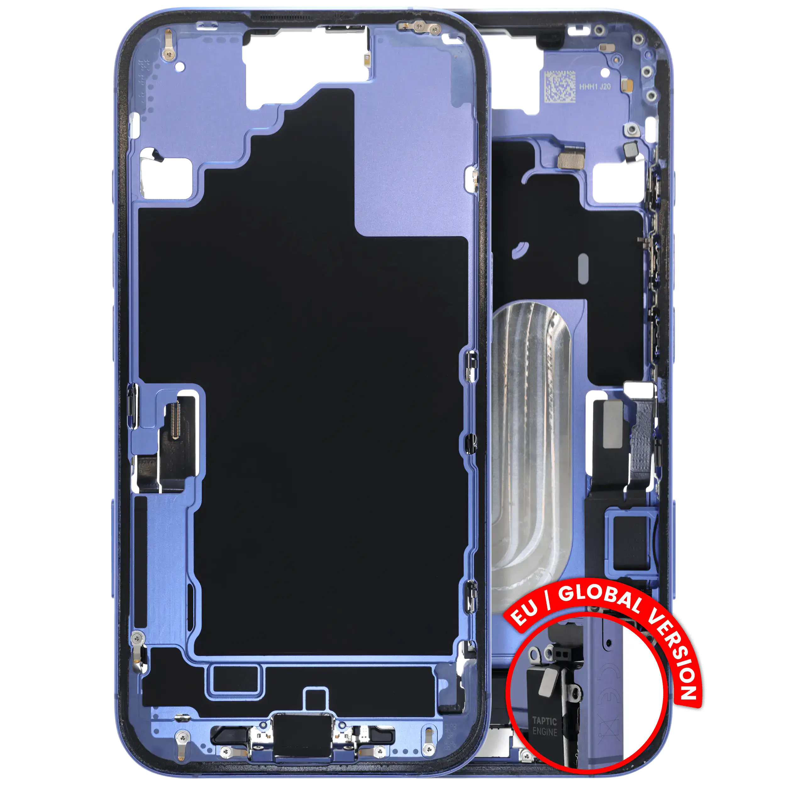 Mid-Frame Housing W/ Charging Port Flex & Small Parts For iPhone 16 (EU / Global Version) (Used OEM Pull: Grade A) (Ultramarine)