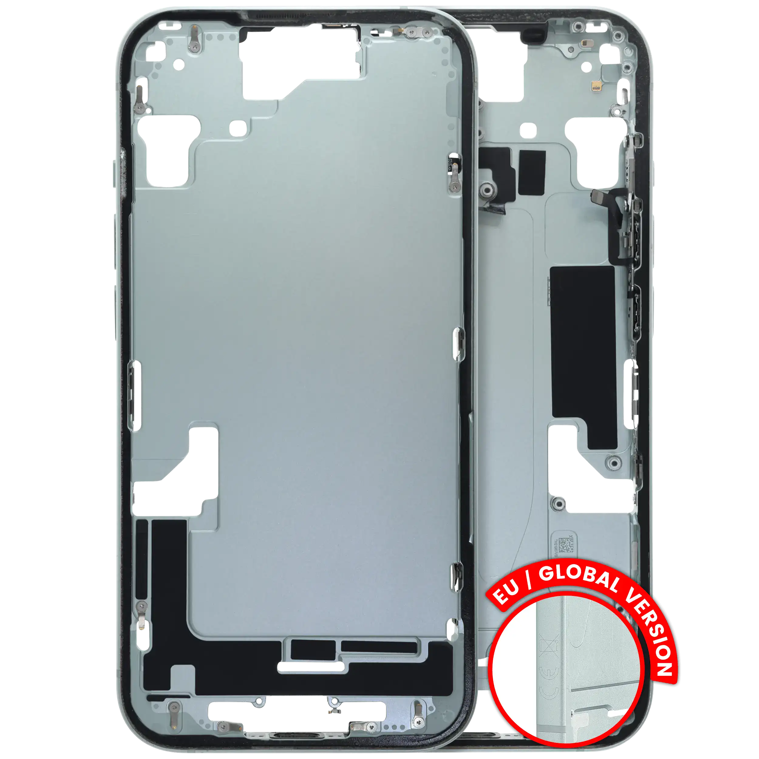 Mid-Frame Housing W/ Small Parts For iPhone 15 (EU / Global Version) (Used OEM Pull: Grade C) (Green)