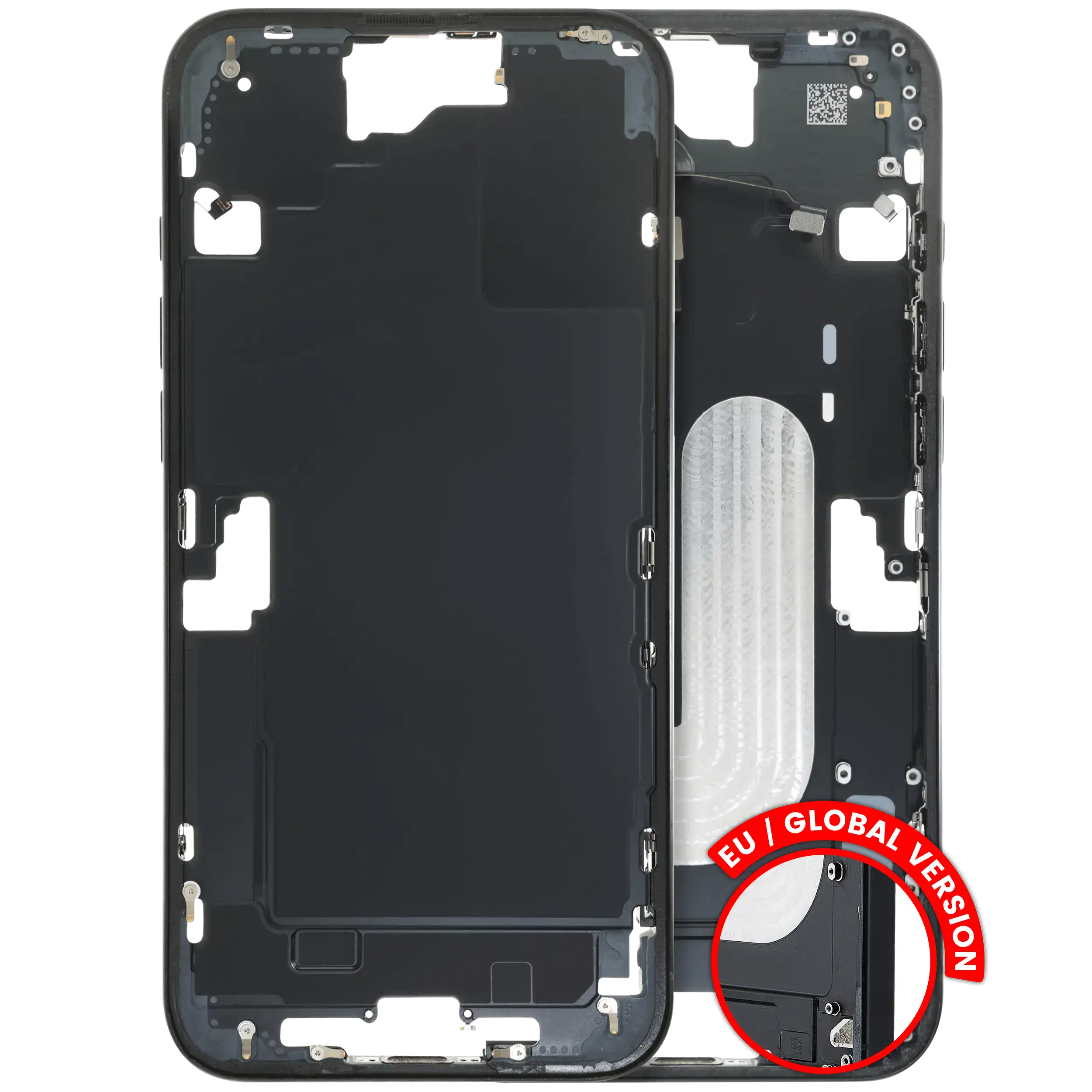 Mid-Frame Housing W/ Small Parts For iPhone 16 Plus (US Version) (Used OEM Pull: Grade B) (Black)