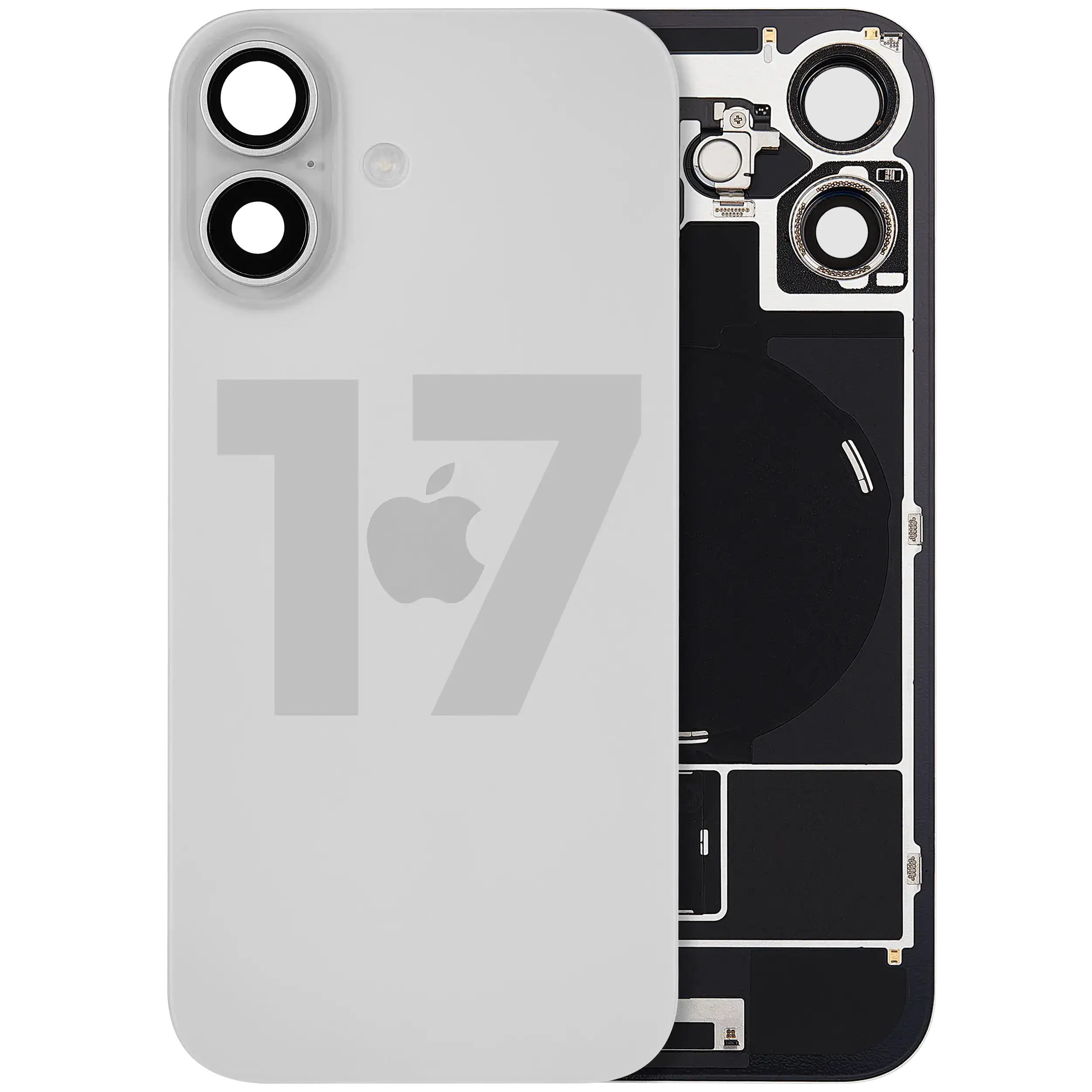 Back Glass w/ MagSafe Magnet & NFC & Flashlight Flex For iPhone 17 (Used OEM Pull: Grade A) (White)