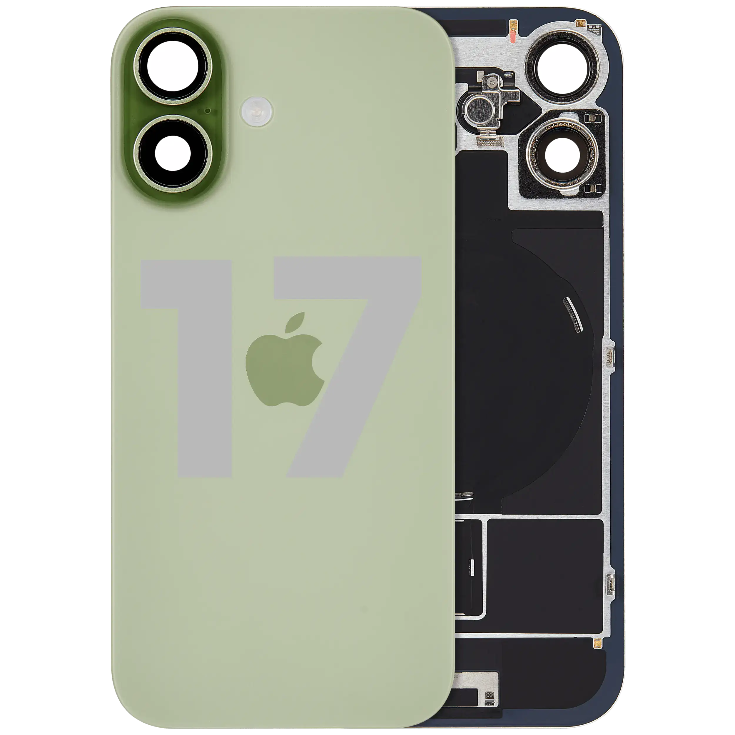 Back Glass w/ MagSafe Magnet & NFC & Flashlight Flex Compatible For iPhone 17 (Used OEM Pull: Grade A) (Sage )