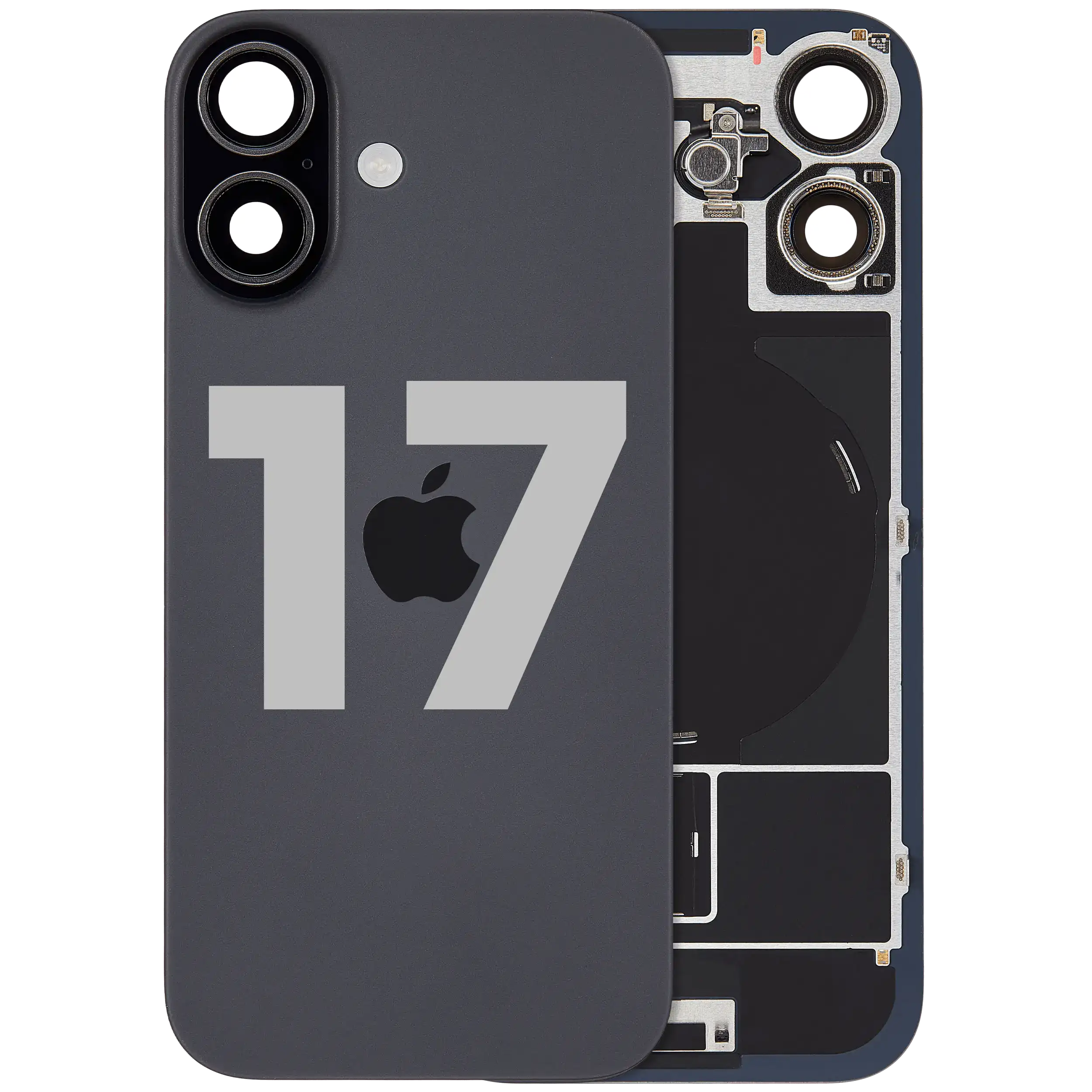 Back Glass w/ MagSafe Magnet & NFC & Flashlight Flex Compatible For iPhone 17 (Used OEM Pull: Grade A) (Black)